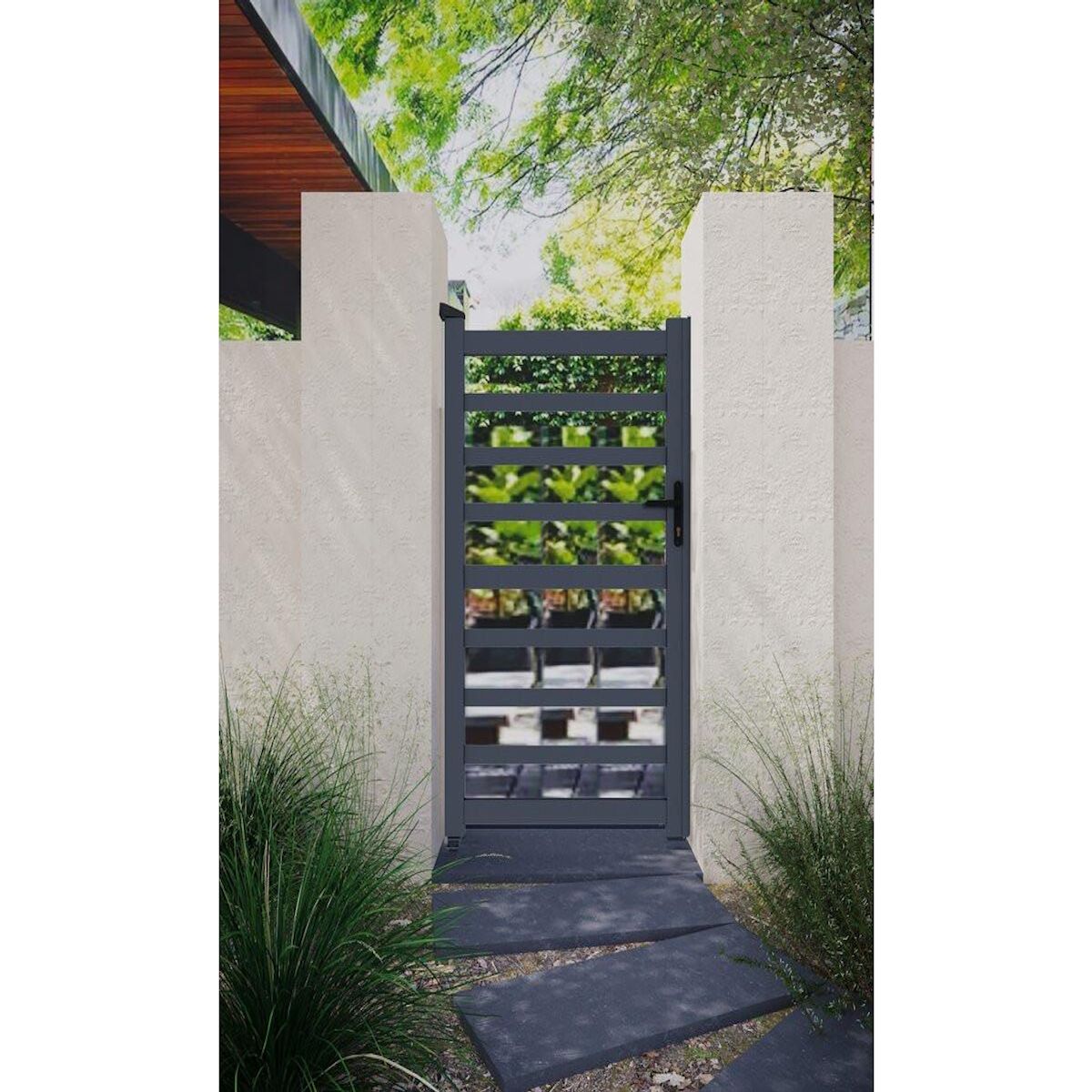 Habitat et Jardin Portillon aluminium ajouré  Marius  - 100 x 180 cm - Gris