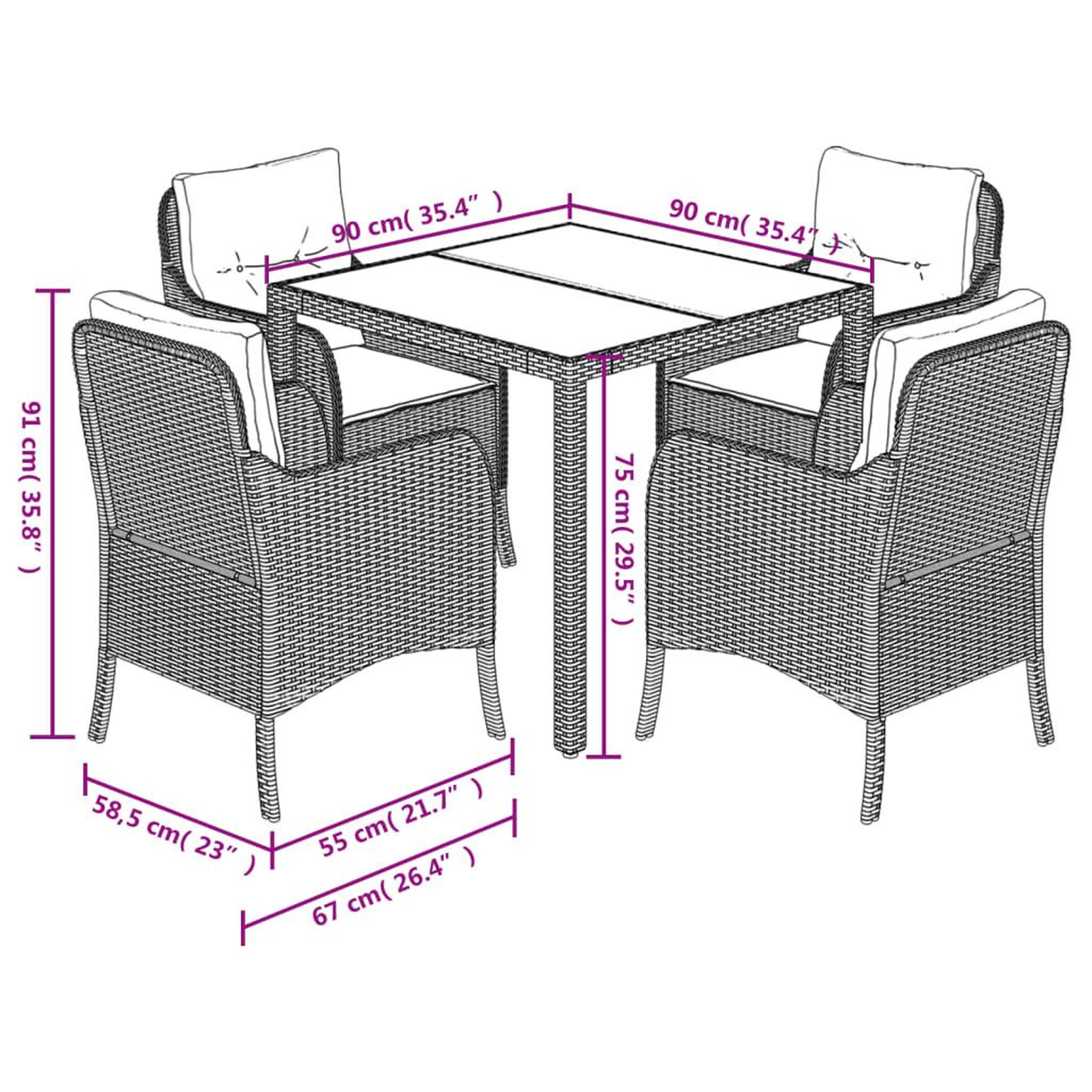 Voir la diapositive 6 : VIDAXL Ensemble a manger de jardin coussins 5pcs Noir Resine tressee