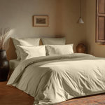 Sensei Maison Housse de couette en coton lavé biologique ORGANIKA. Coloris disponibles : Blanc, Jaune, Gris