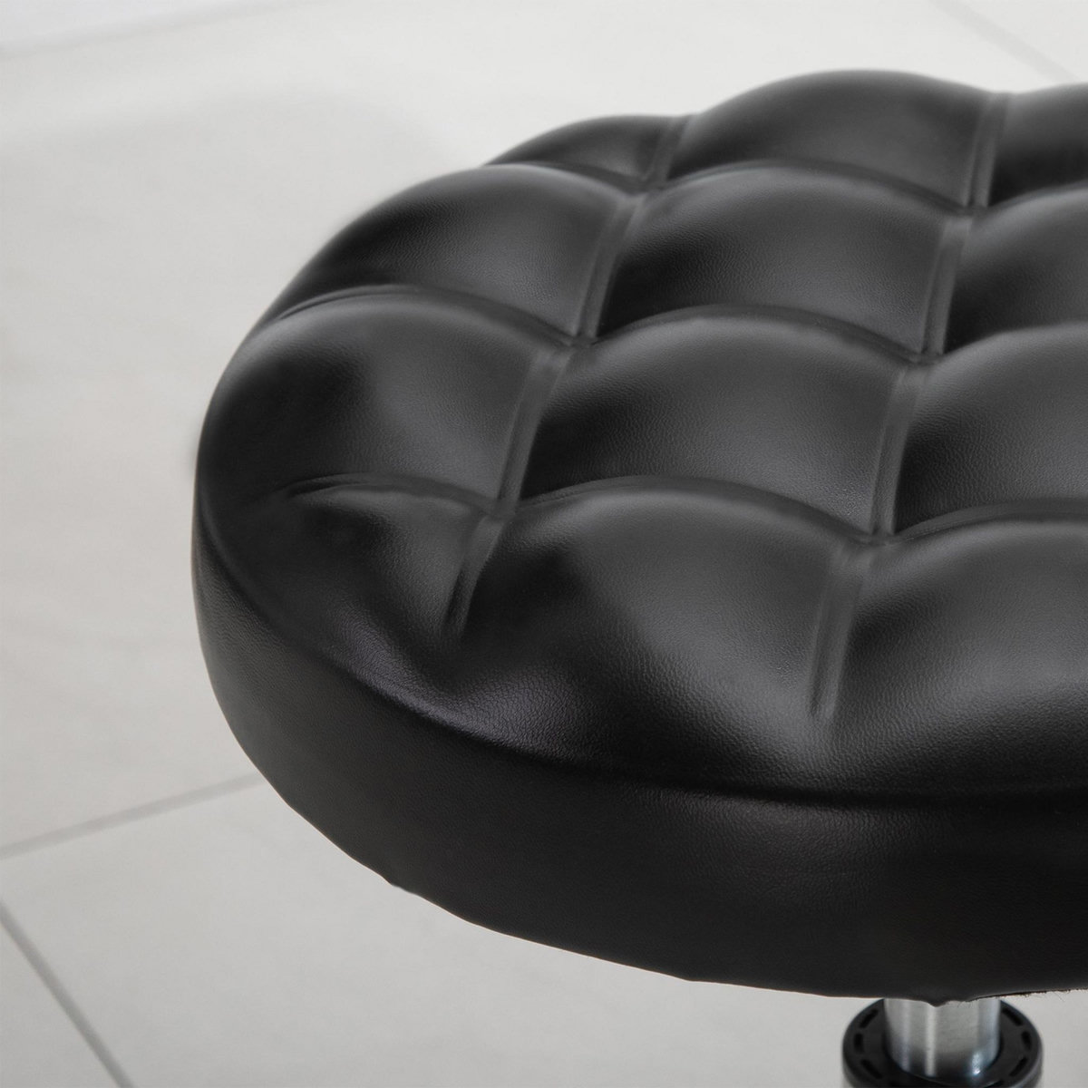 HOMCOM HOMCOM Tabouret massage à roulettes réglable en hauteur pivotant 360° assise synthétique capitonnée noire
