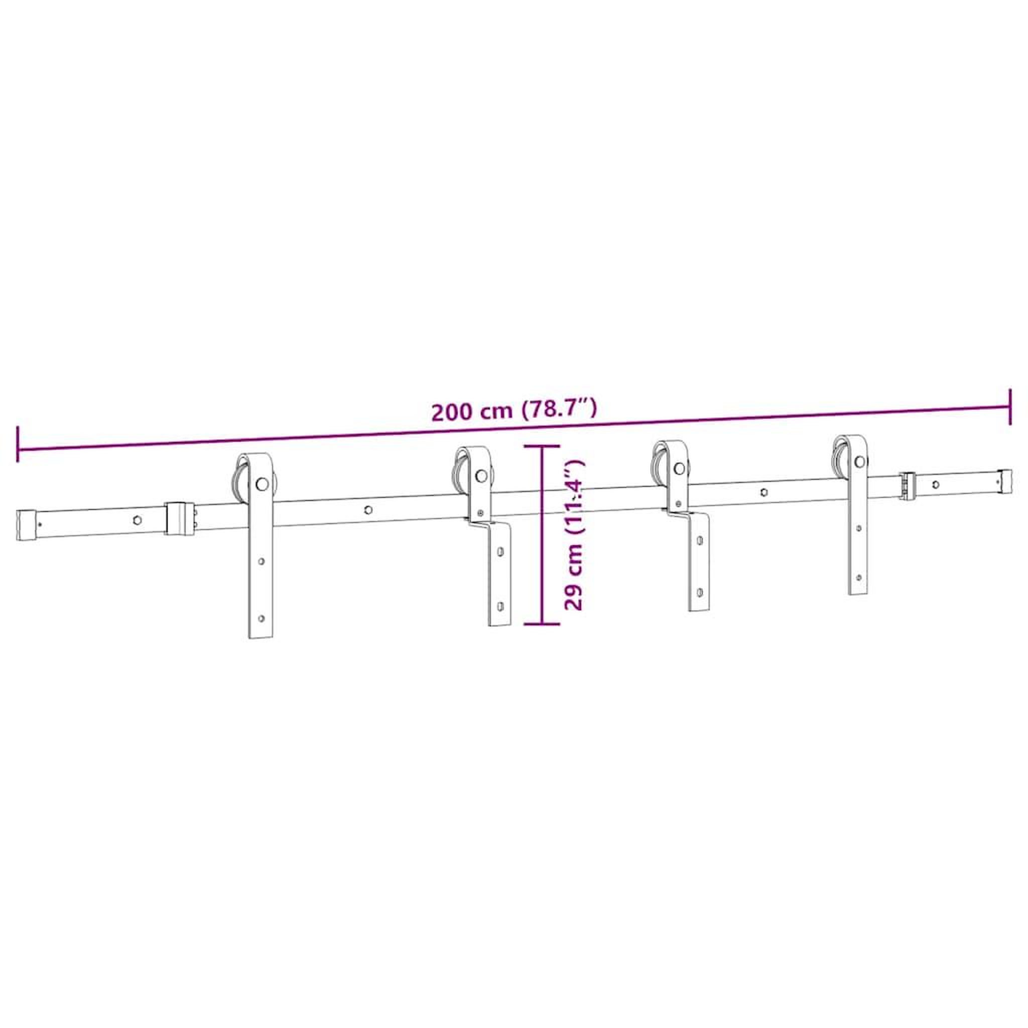 Voir la diapositive 6 : VIDAXL Kit de quincaillerie de porte coulissante 200 cm Acier Noir