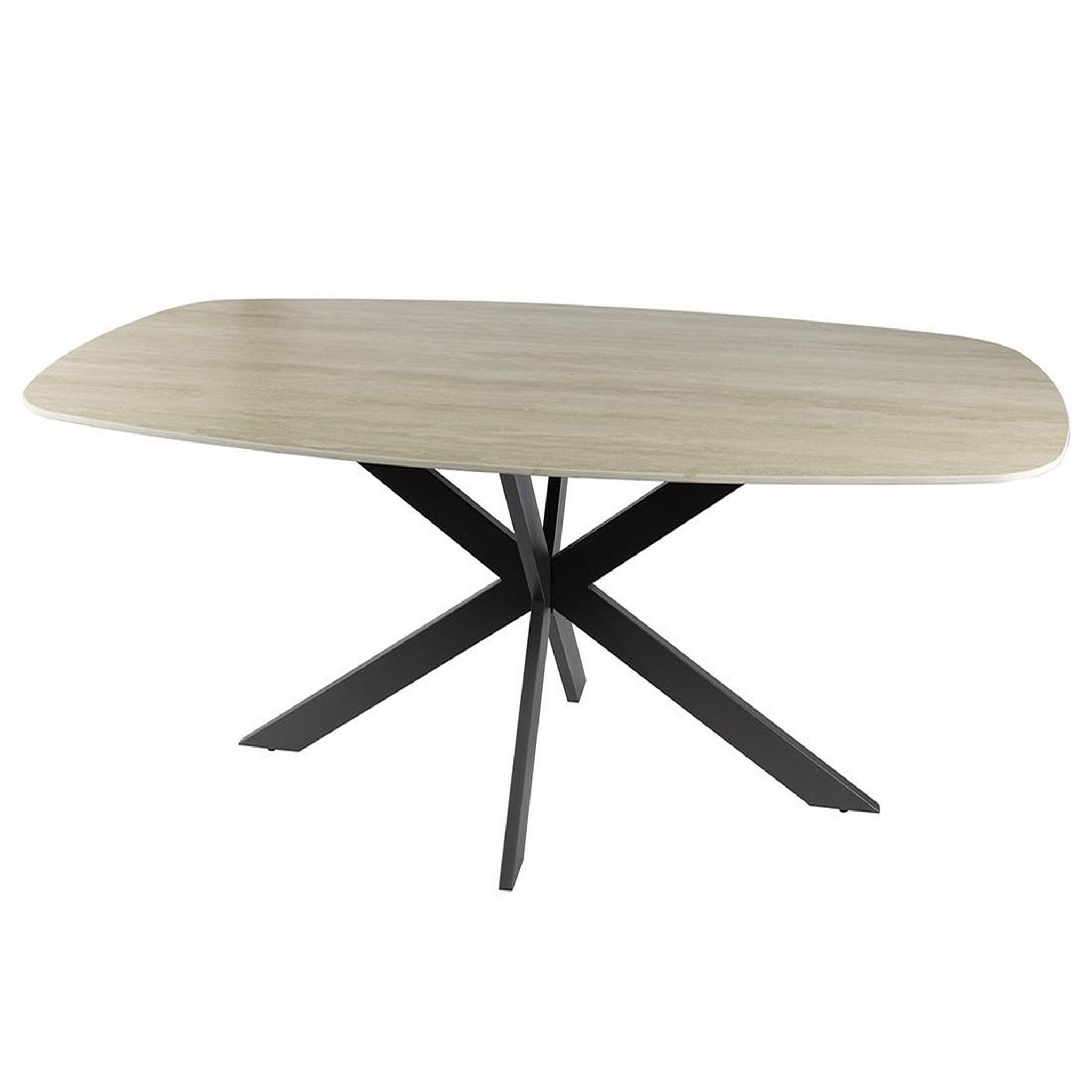 BEST MOBILIER Ruben - table à manger - plateau en céramique 3d effet travertin - pieds en acier - 6 à 8 personnes. Coloris disponibles : Bicolore