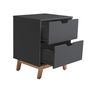 Voir la diapositive 2 : VS VENTA-STOCK Table de Chevet Miranda 2 tiroirs Gris, MDF laqué en couler Gris Anthracite