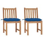 VIDAXL Chaises de jardin lot de 2 avec coussins Bois de teck massif