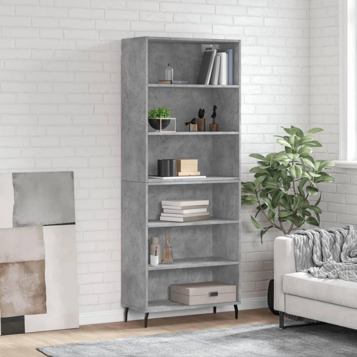 VIDAXL Buffet gris beton 69,5x32,5x180 cm bois d'ingenierie