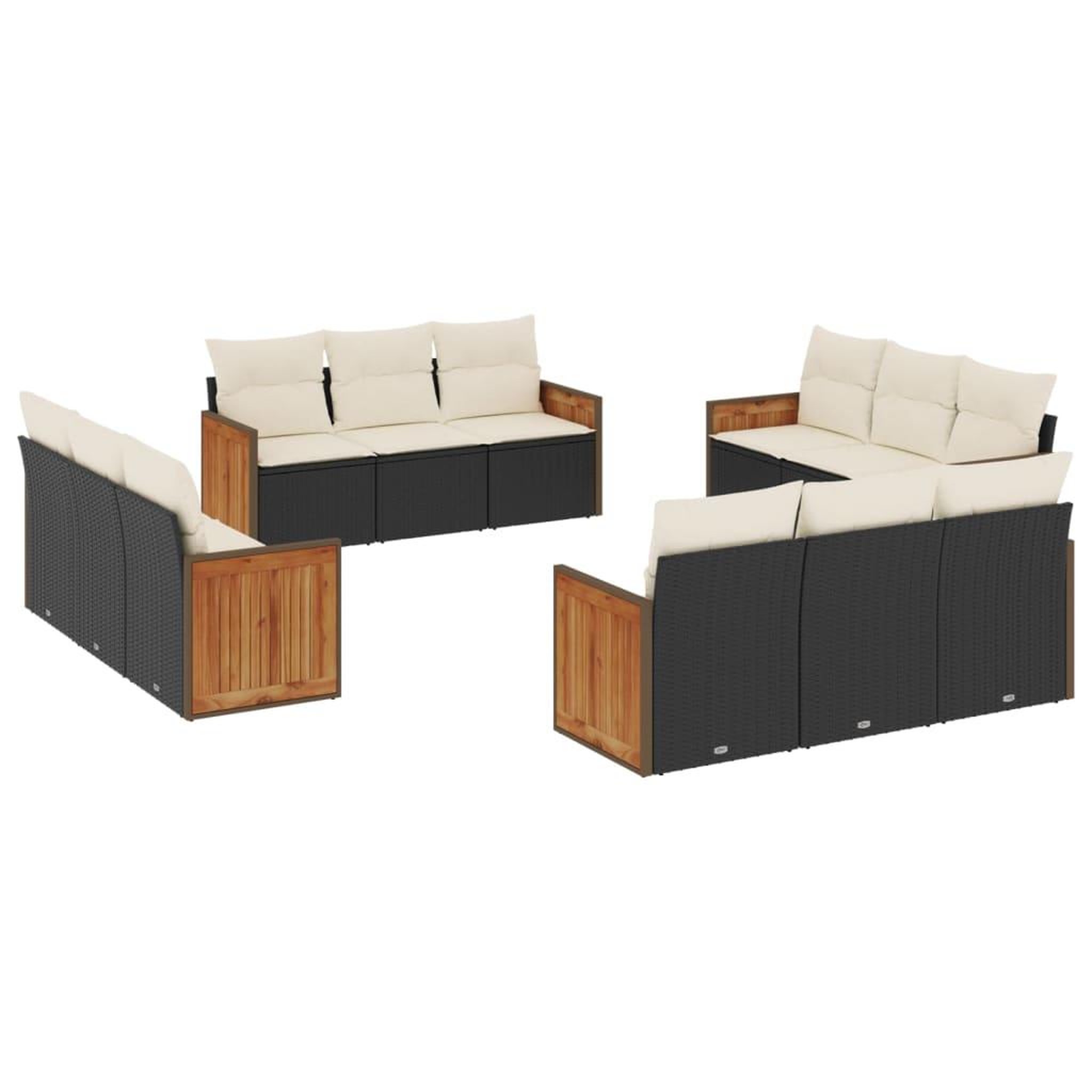 Voir la diapositive 2 : VIDAXL Salon de jardin 12 pcs avec coussins noir resine tressee