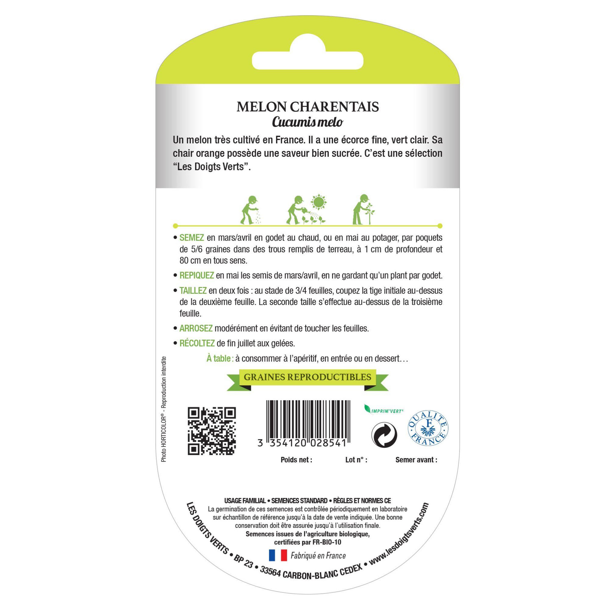 Voir la diapositive 2 : LES DOIGTS VERTS Graines melon charentais BIO Les Doigts Verts