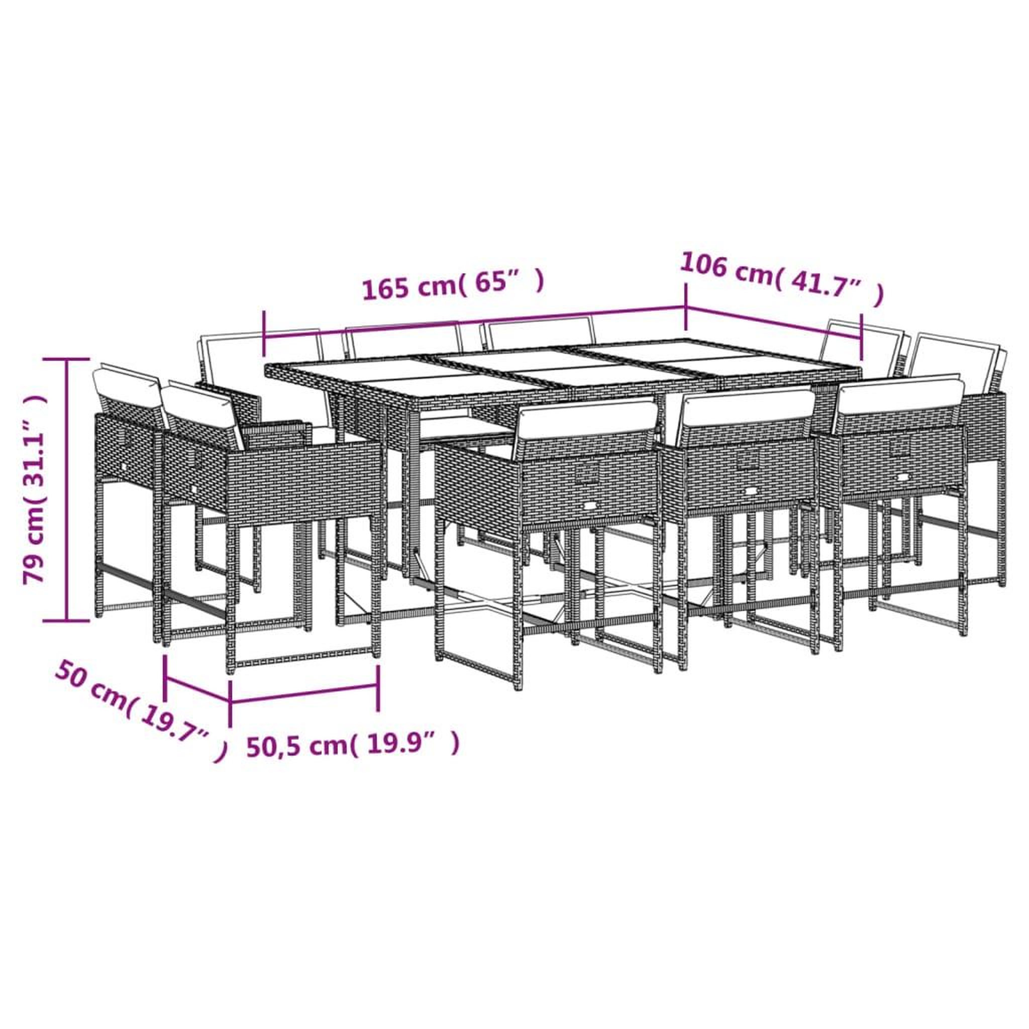 Voir la diapositive 6 : VIDAXL Ensemble a manger de jardin 11 pcs coussins noir resine tressee