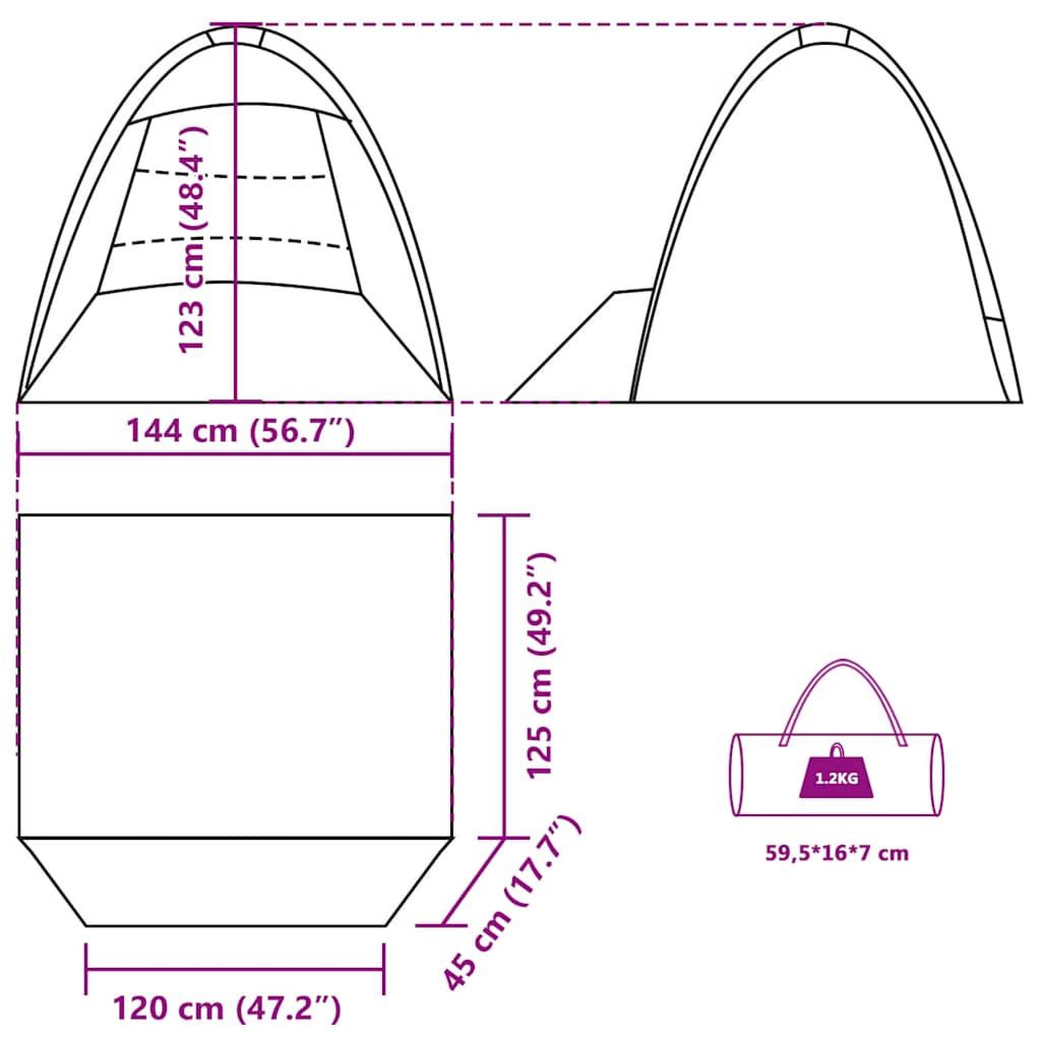 Voir la diapositive 6 : VIDAXL Tente de plage 3 personnes vert impermeable