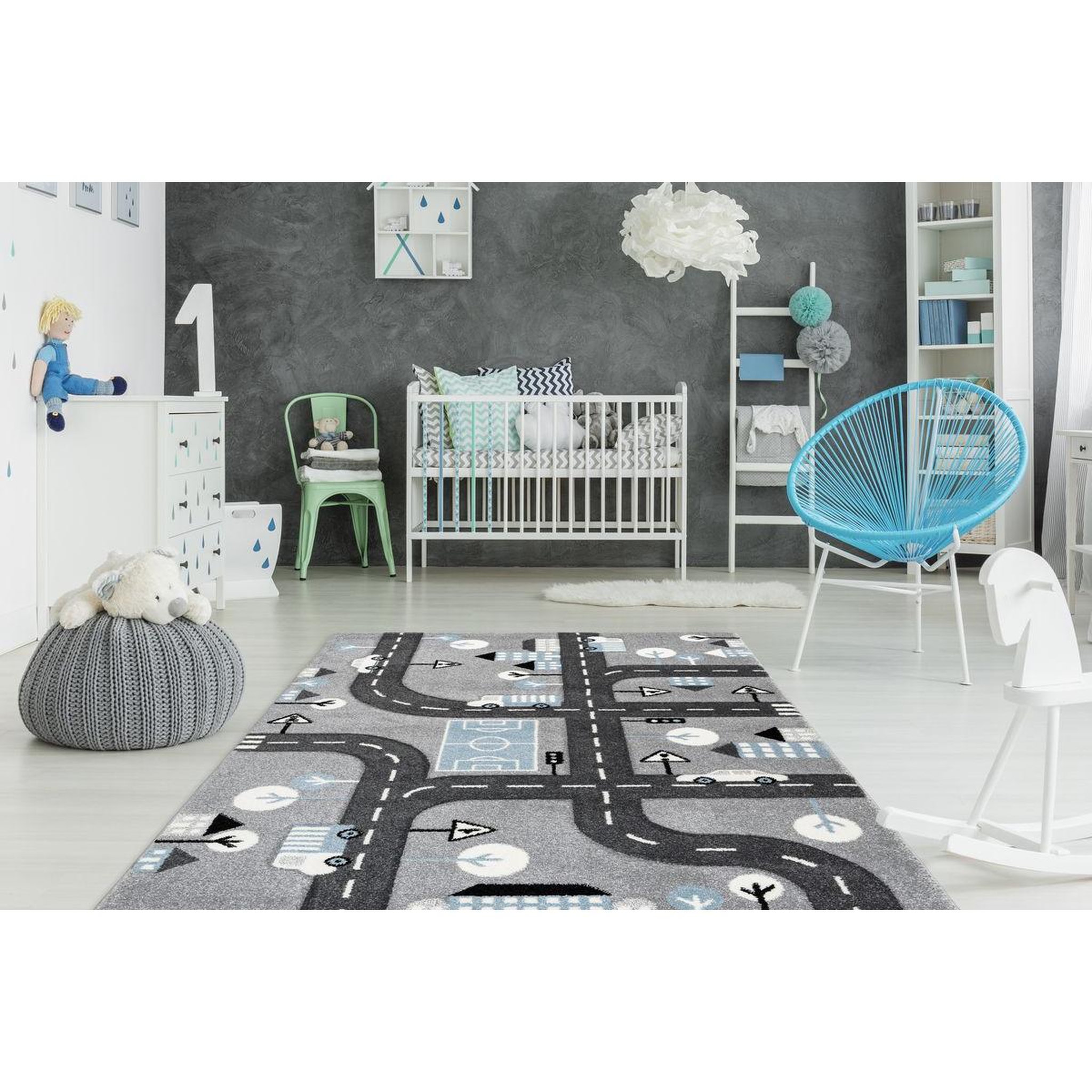 Voir la diapositive 2 : Paris Prix Tapis de Chambre Enfant Voiture  Marree  Argent