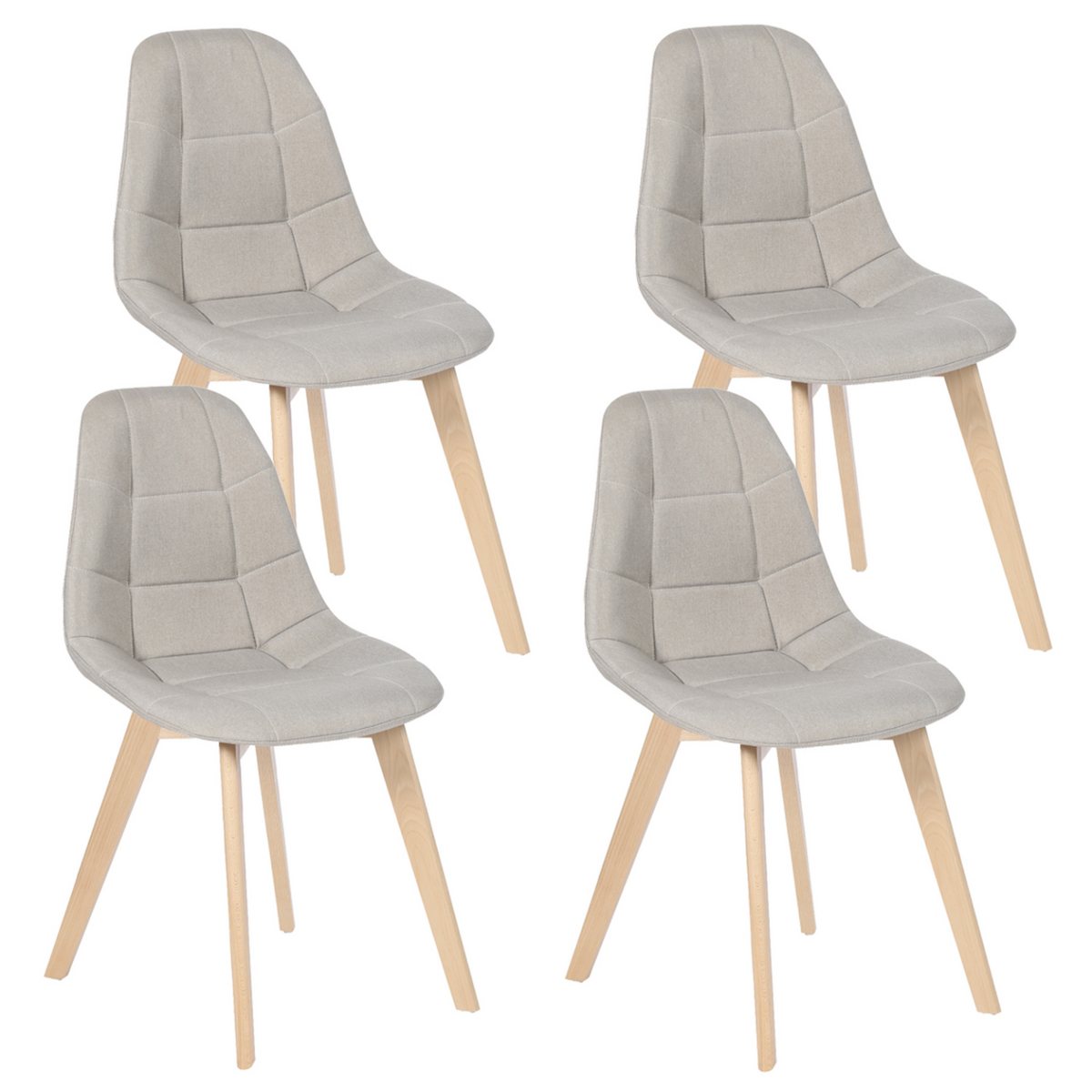 ID MARKET Lot de 4 chaises scandinaves GABY beige en tissu pour salle à manger