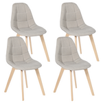 ID MARKET Lot de 4 chaises scandinaves GABY beige en tissu pour salle à manger