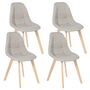 Voir la diapositive 1 : ID MARKET Lot de 4 chaises scandinaves GABY beige en tissu pour salle à manger