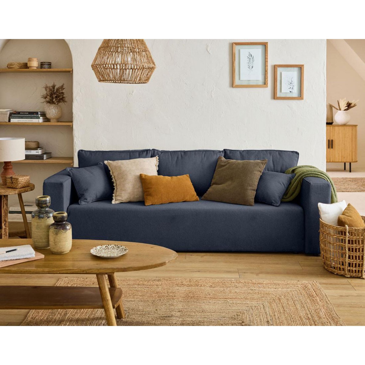 BEST MOBILIER Topaze - canapé 3 places - convertible avec coffre - en tissu