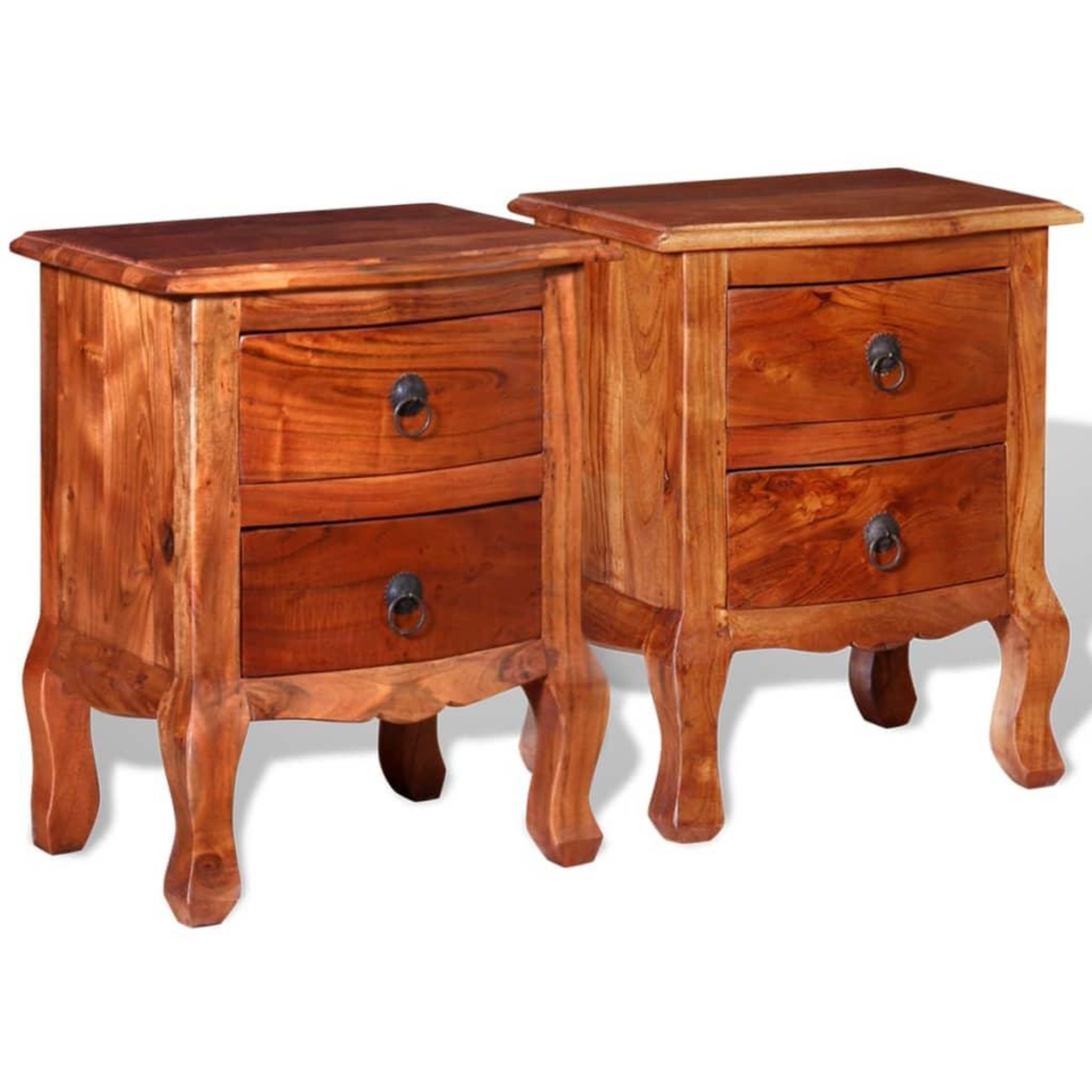 Voir la diapositive 5 : VIDAXL Tables de chevet avec tiroirs 2 pcs Bois d'acacia massif
