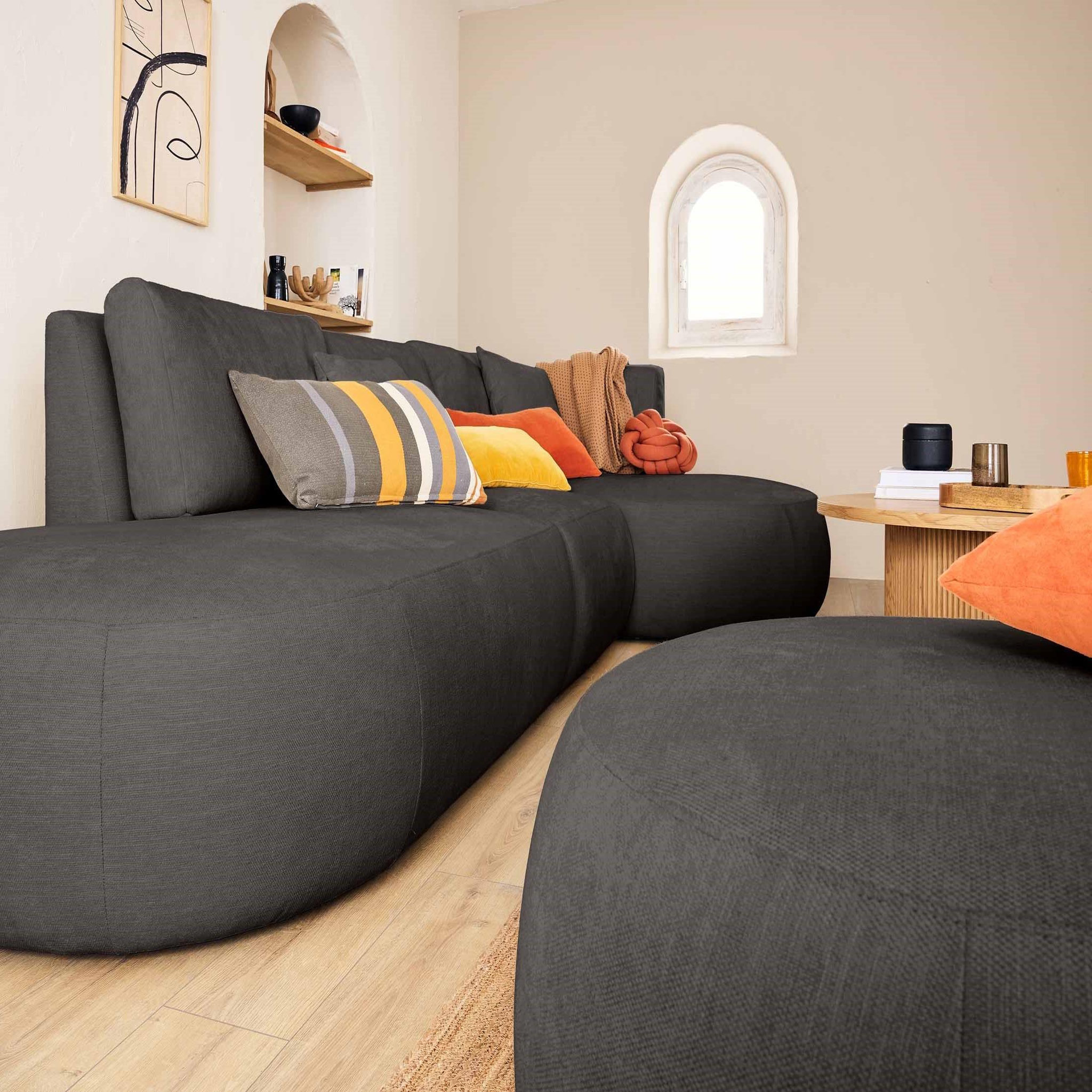 Voir la diapositive 3 : LISA DESIGN Santorini - module d'assise gauche - en tissu texturé