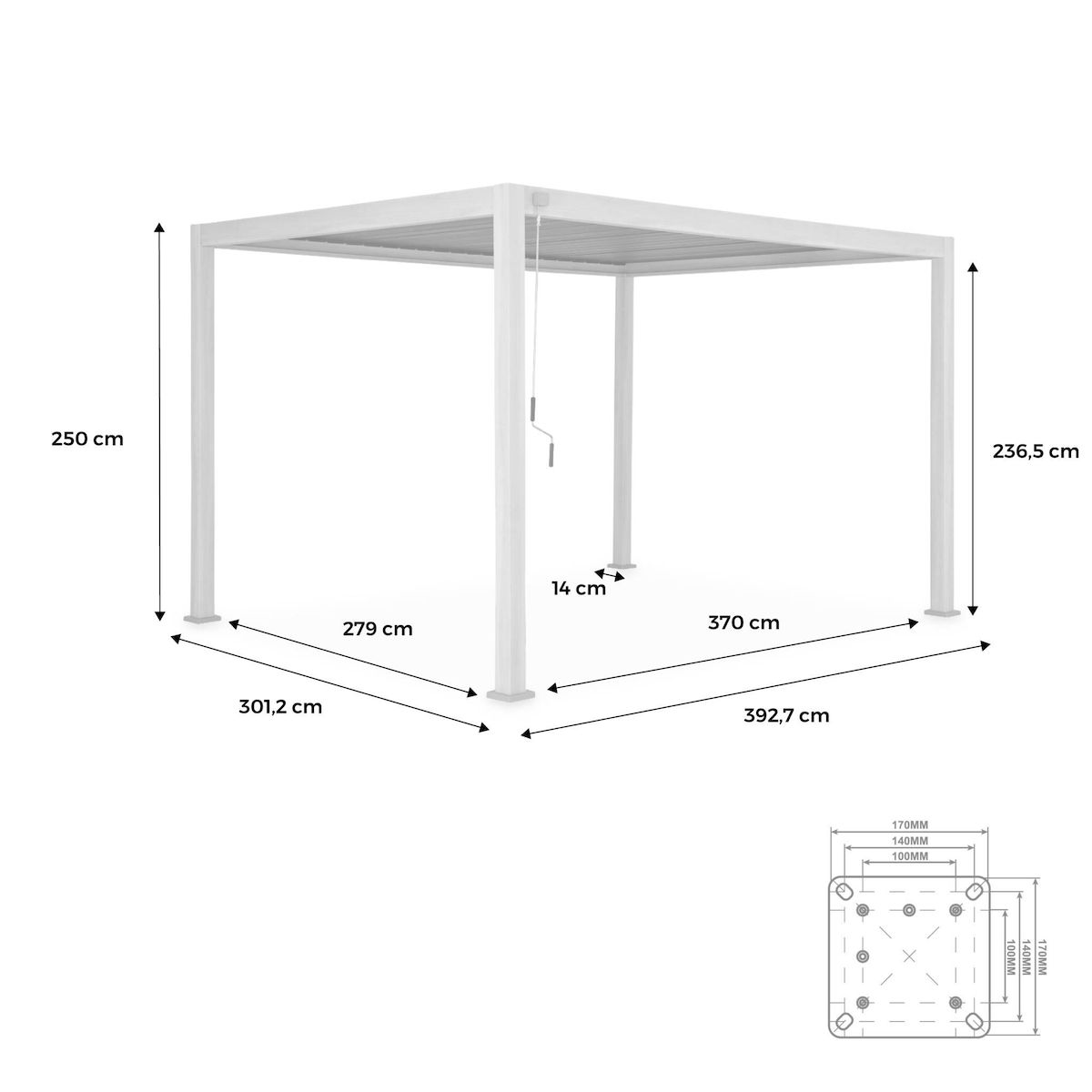 SWEEEK Pergola bioclimatique aluminium lames orientables 4x3m Triomphe