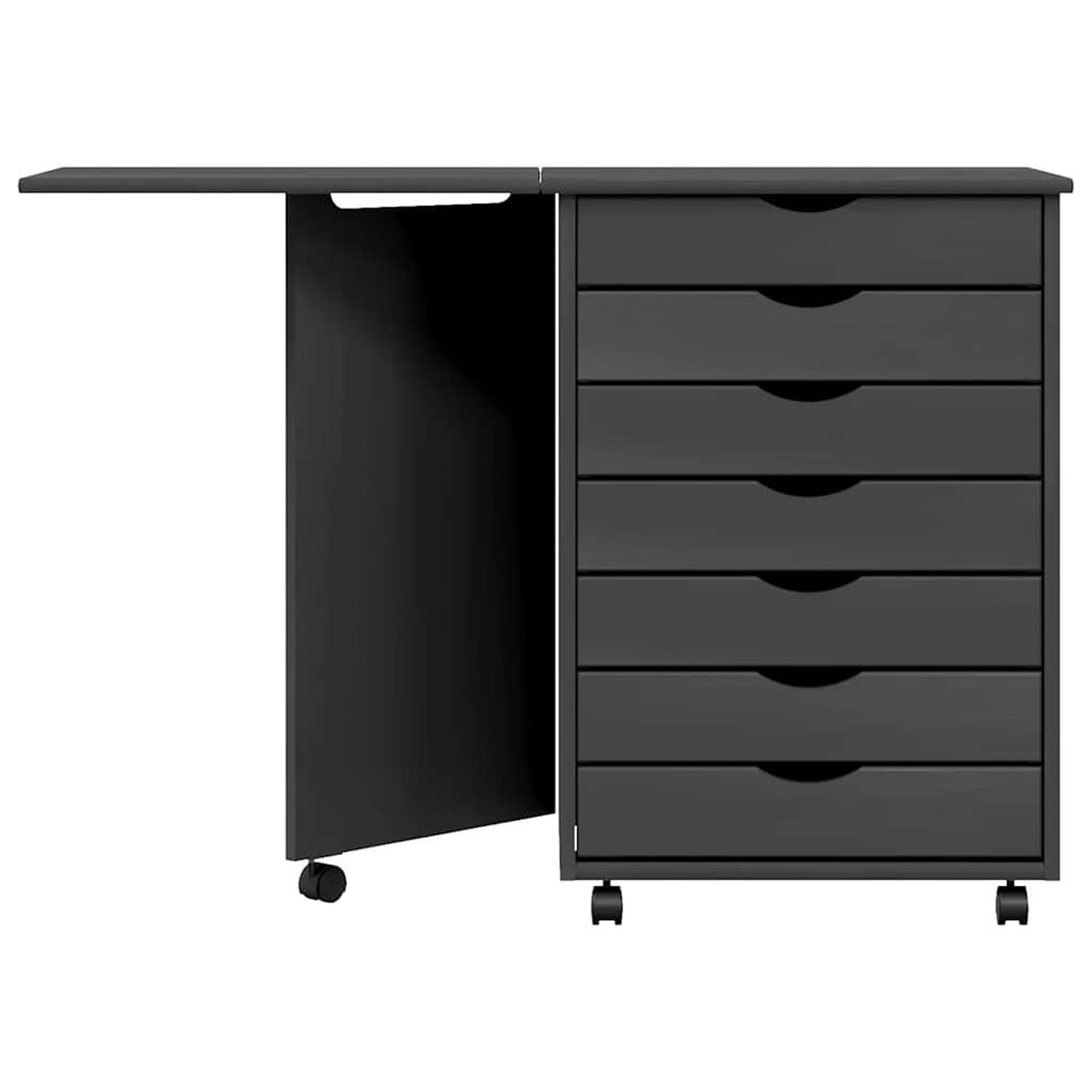 Voir la diapositive 5 : VIDAXL Armoire roulante avec bureau MOSS gris bois de pin solide
