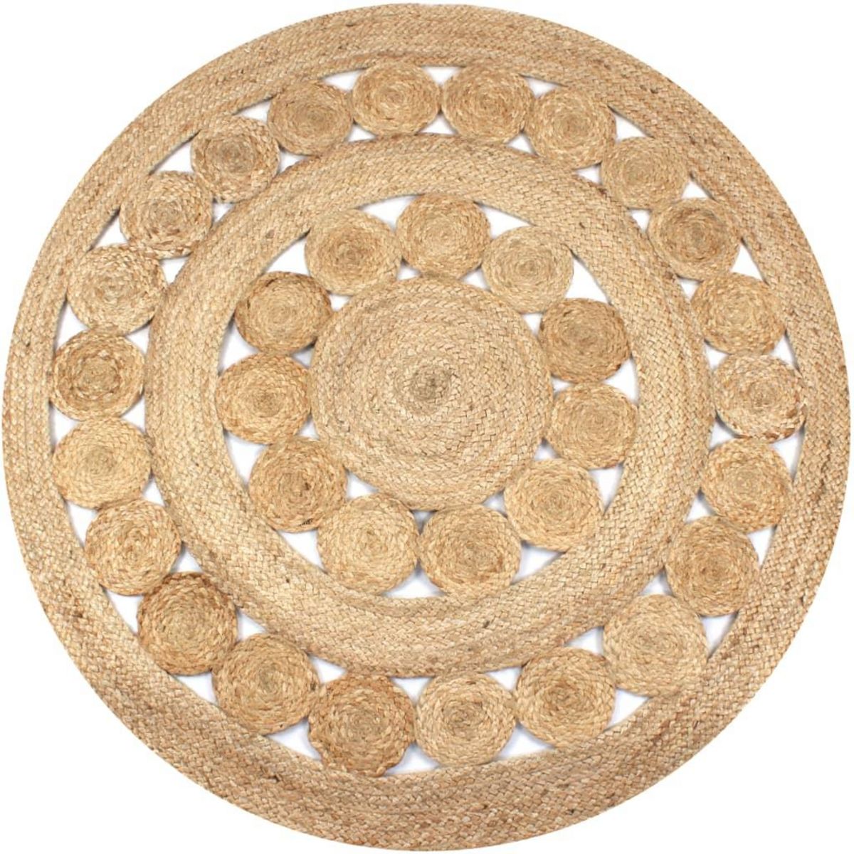 VIDAXL Tapis Jute design tresse 120 cm Rond