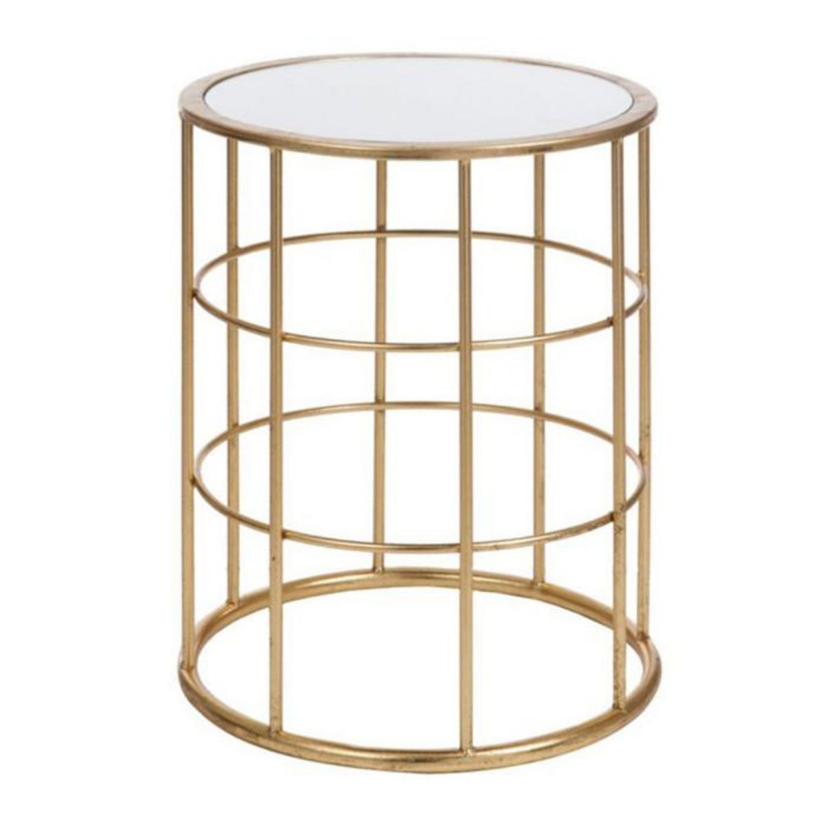 Paris Prix Table d'Appoint Métal & Verre  Premium  47cm Or