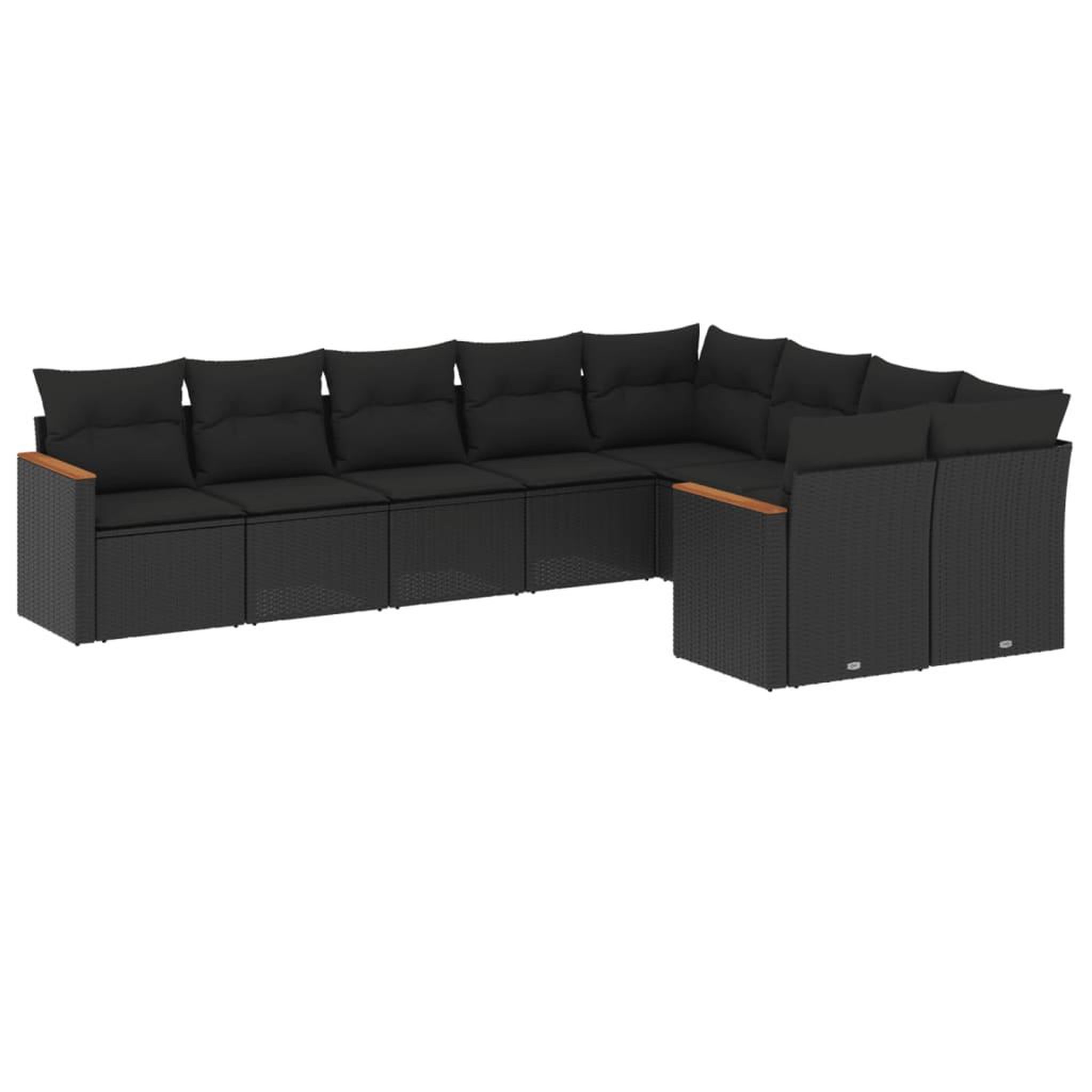Voir la diapositive 2 : VIDAXL Salon de jardin 9 pcs avec coussins noir resine tressee