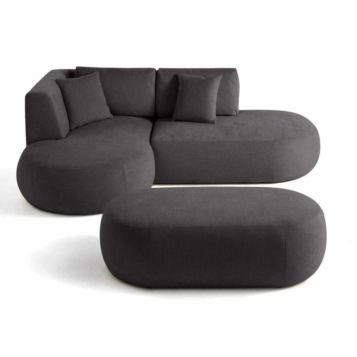 LISA DESIGN Santorini - canapé modulable d'angle gauche + pouf - 4 places - en tissu texturé