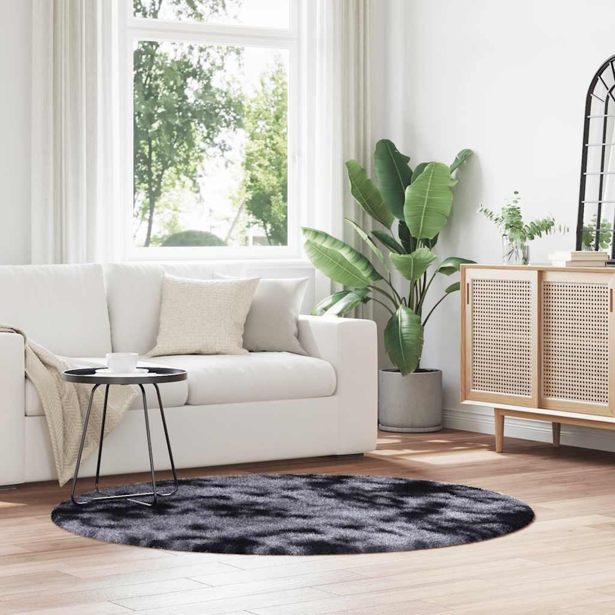 VIDAXL Tapis Shaggy a poils longs NAVARRA gris fonce 160x160 cm