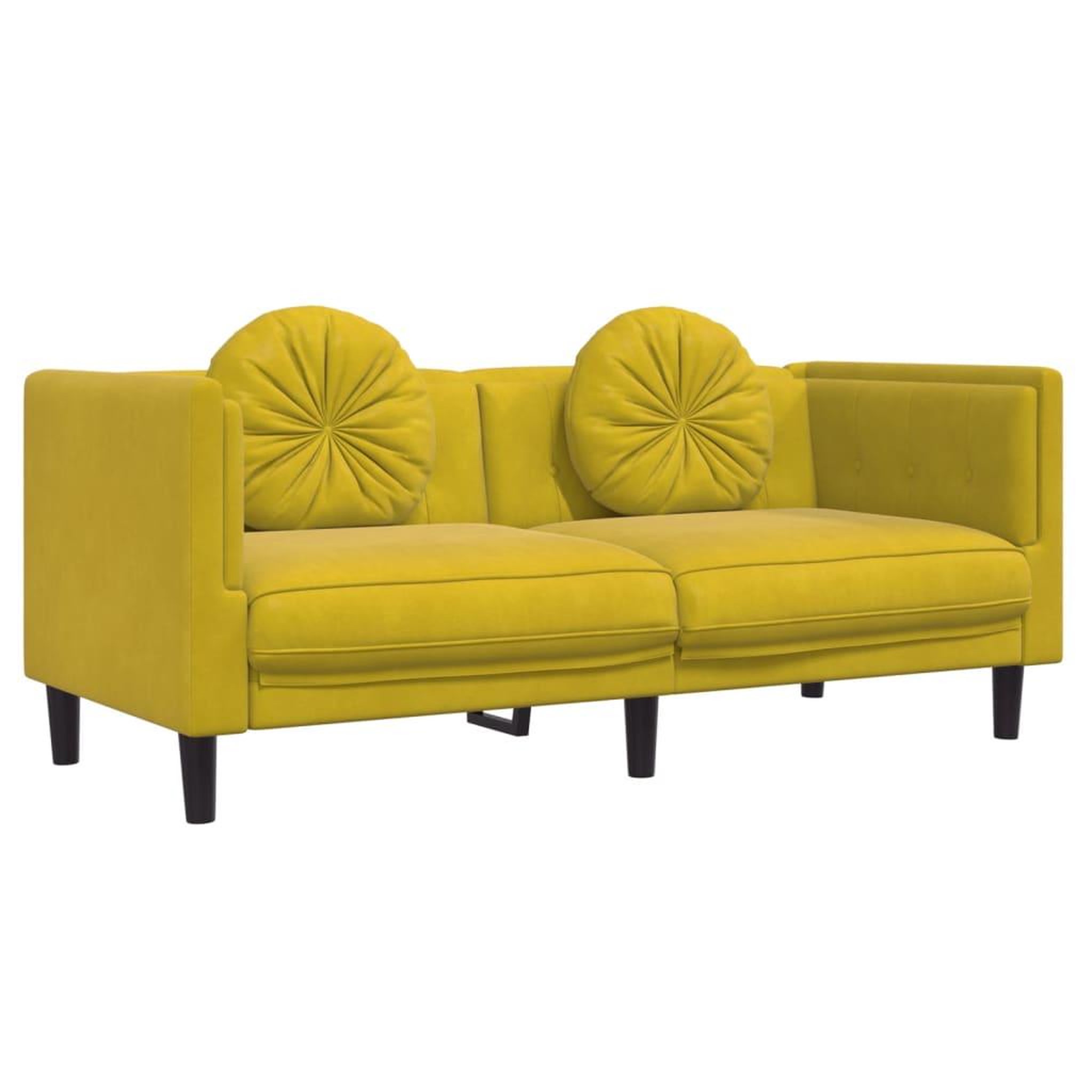 Voir la diapositive 4 : VIDAXL Ensemble de canapes 2 pcs avec coussins jaune velours