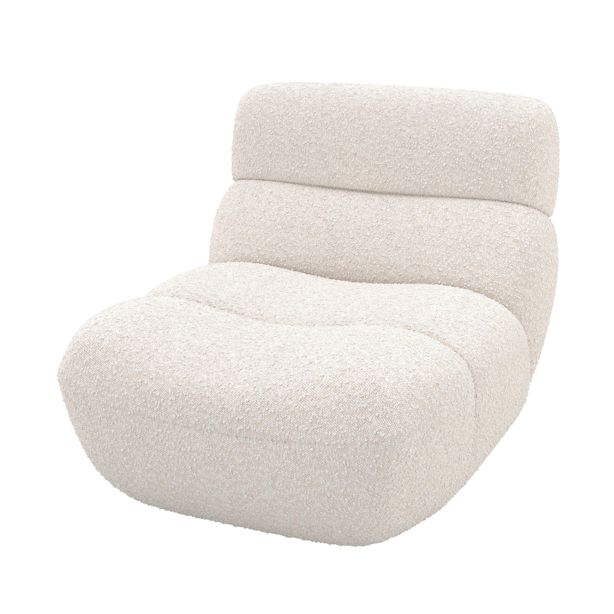 MAISON PAVANE Fauteuil en tissu bouclé blanc-Teddy