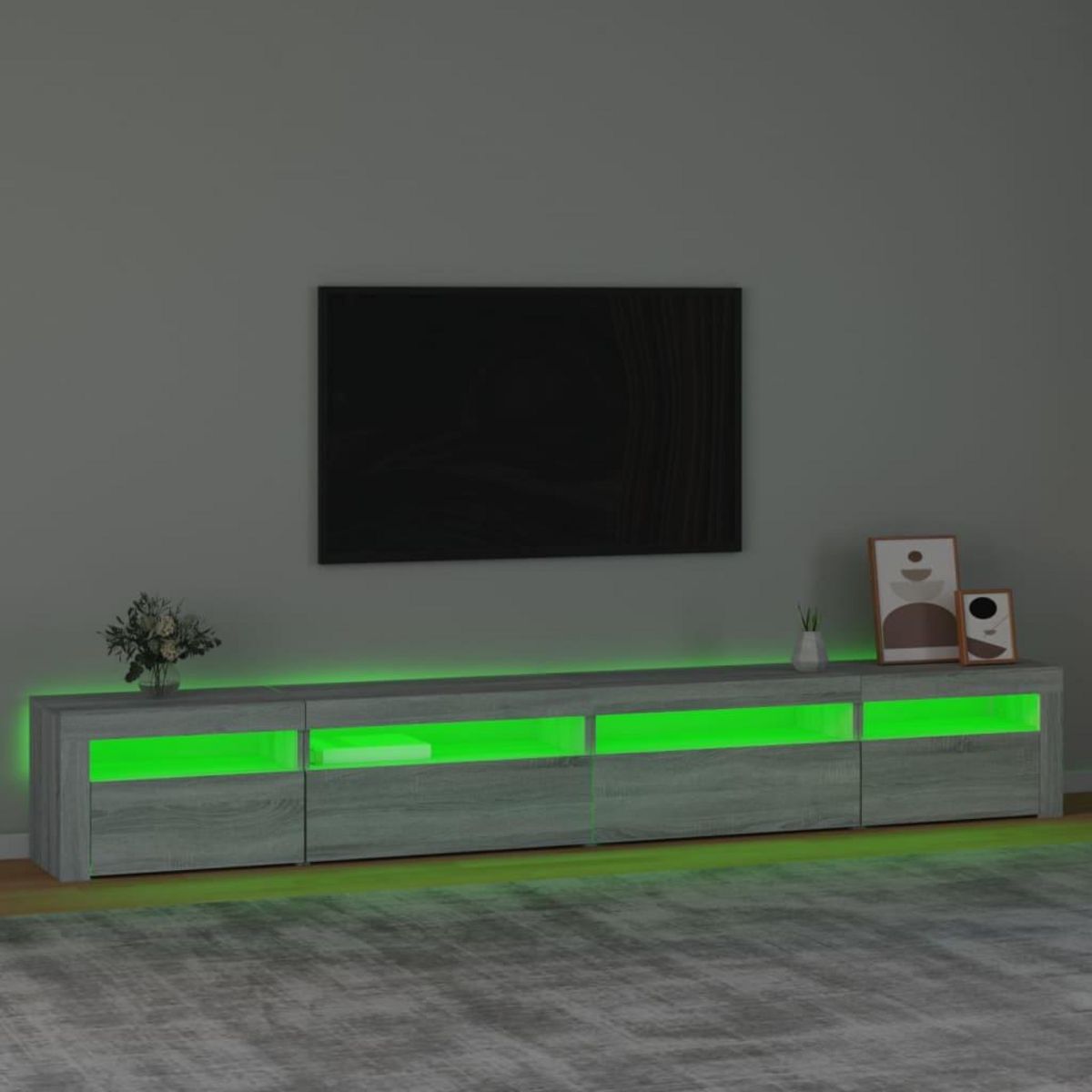 VIDAXL Meuble TV avec lumieres LED Sonoma gris 270x35x40 cm