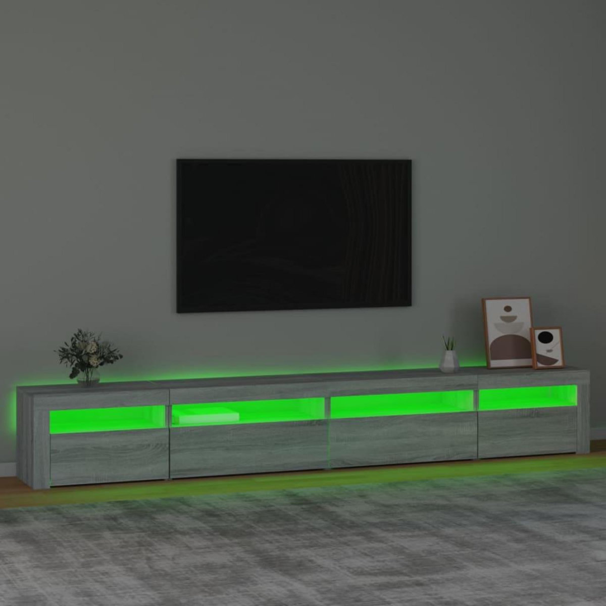 VIDAXL Meuble TV avec lumieres LED Sonoma gris 270x35x40 cm