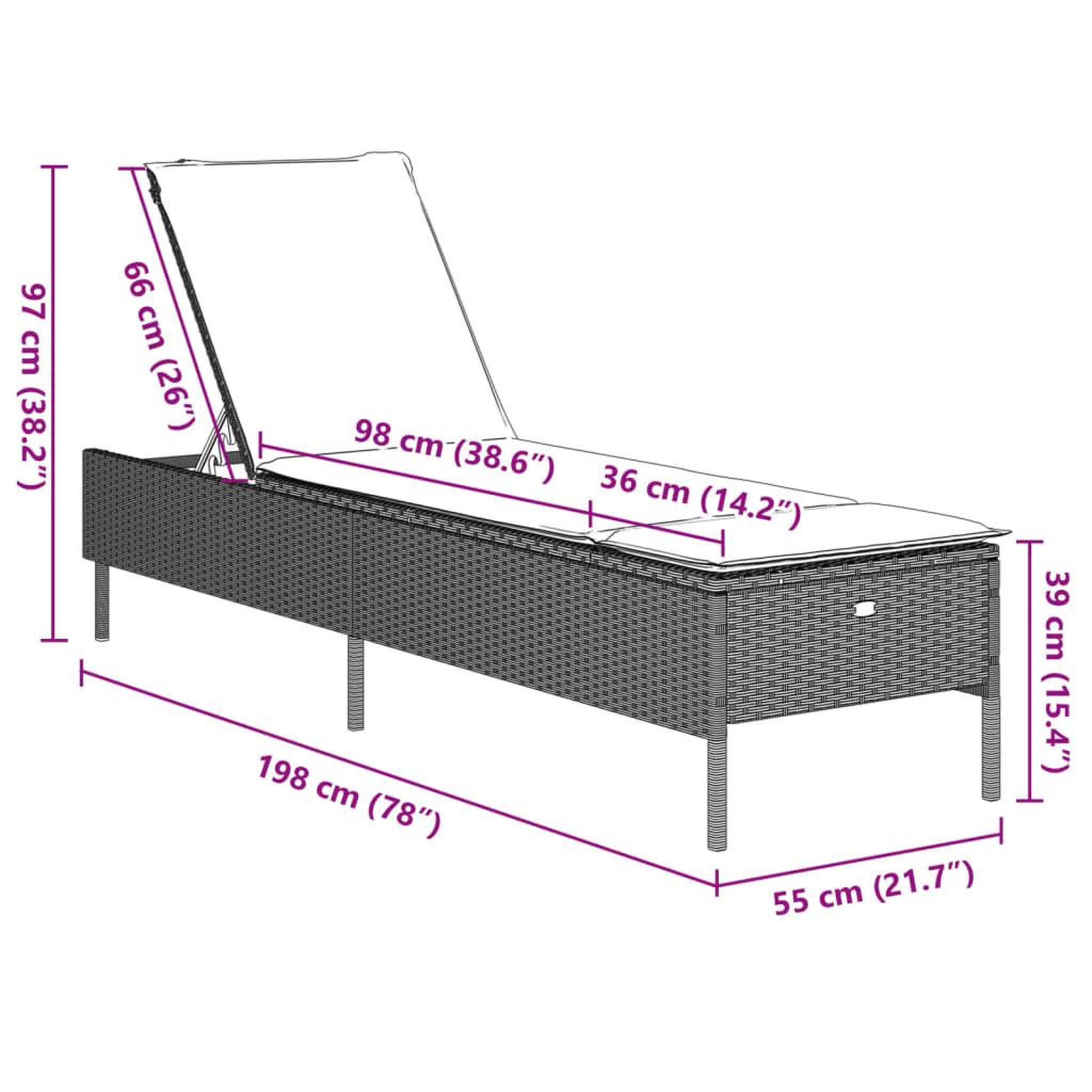 Voir la diapositive 6 : VIDAXL Chaise longue avec coussin gris clair resine tressee