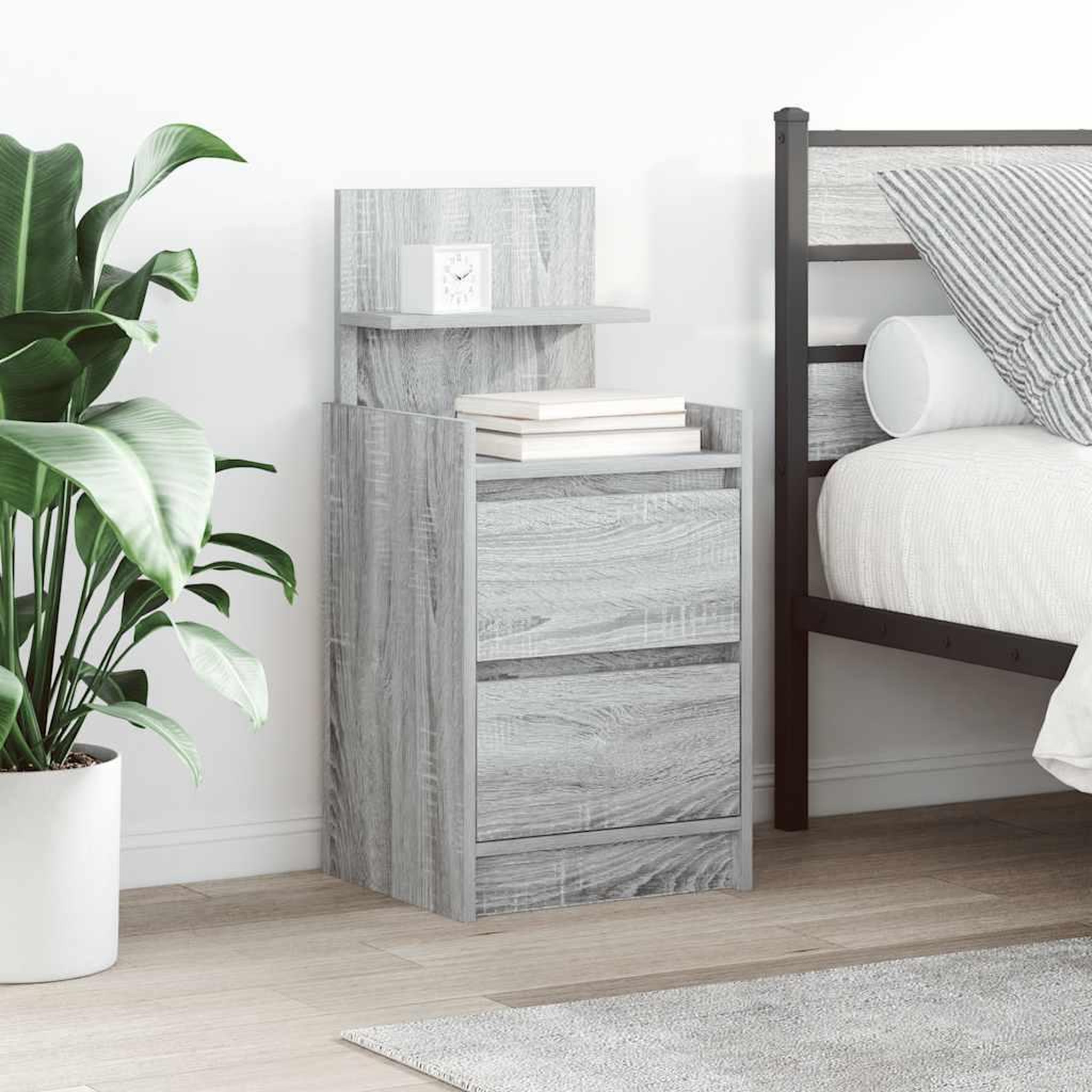 VIDAXL Table de chevet avec 2 tiroirs sonoma gris 38x34x80 cm