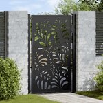VIDAXL Portail de jardin noir 105x155 cm acier conception de vagues