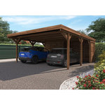 Forest Style Carport avec remise - Bois traité en autoclave - 2 voitures - 31,7+3,6m² - LEON