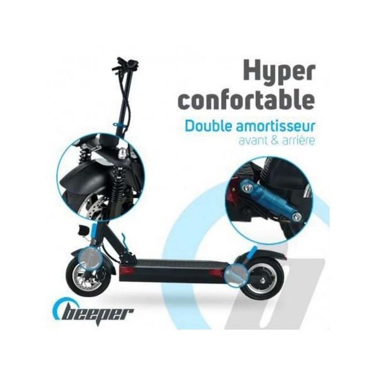 BEEPER Trottinette Electrique  pliable - BEEPER MAX FX10-G2-26 - 500W - 10 pouces - 48V - 26Ah