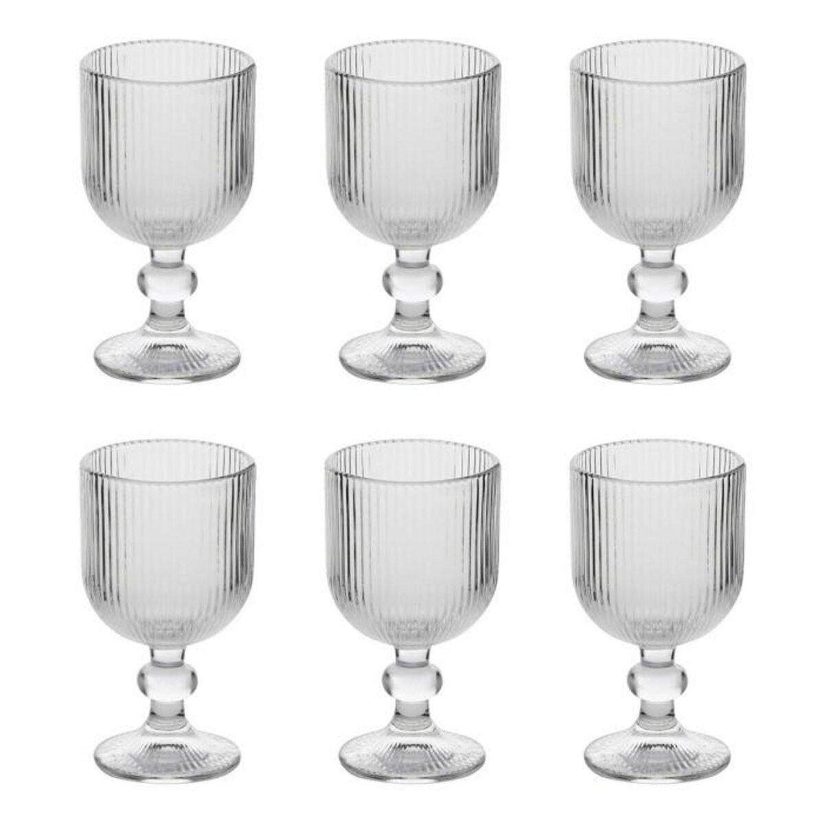 SECRET DE GOURMET Lot de 6 Verres à Vin Strie  Ema  25cl Transparent