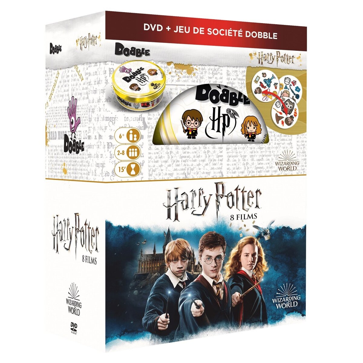Harry Potter Coffret intégrale Harry Potter DVD + Jeu de Société Dobble pas  cher 