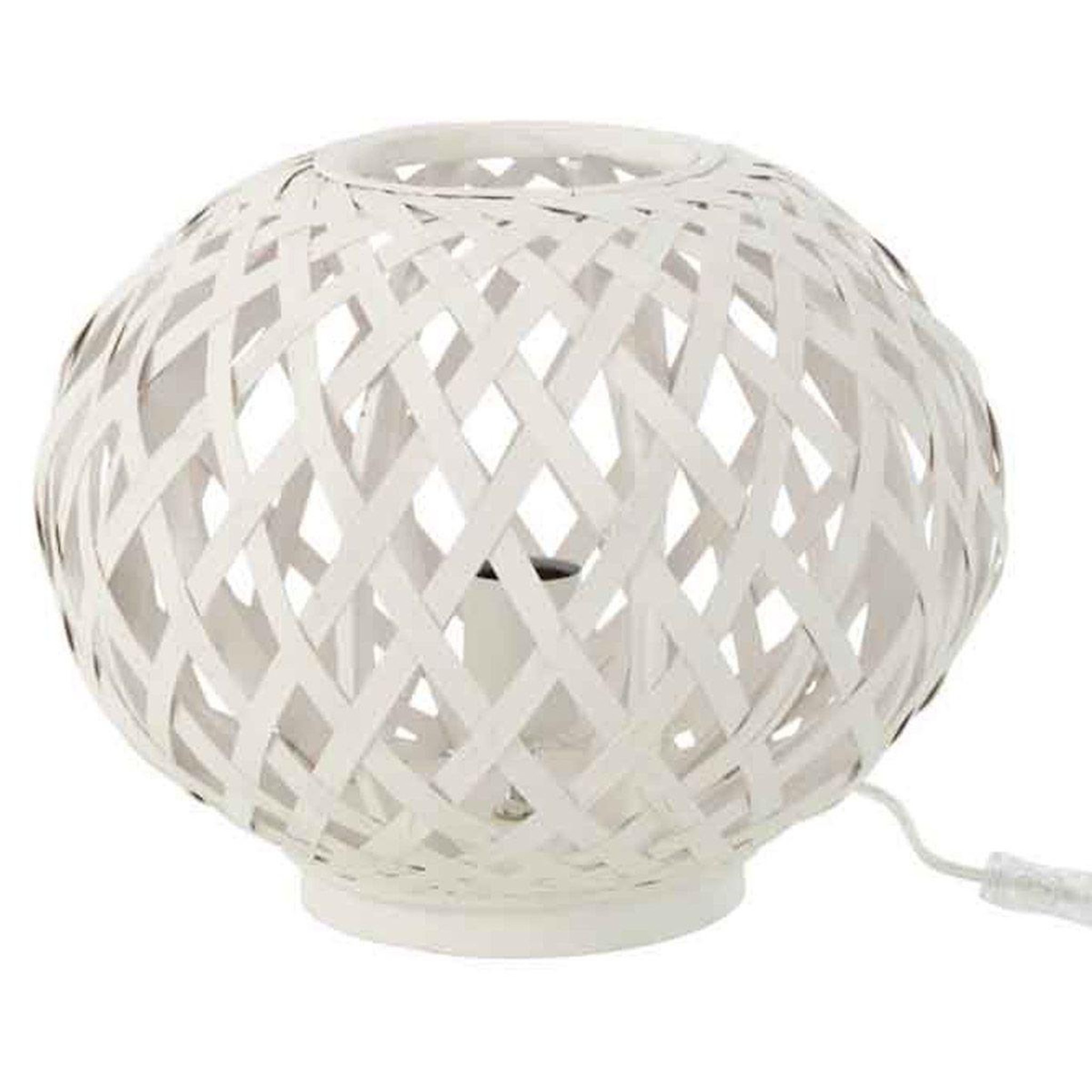 Voir la diapositive 1 : J-LINE Lampe à Poser en Bambou  Inaya  32cm Blanc