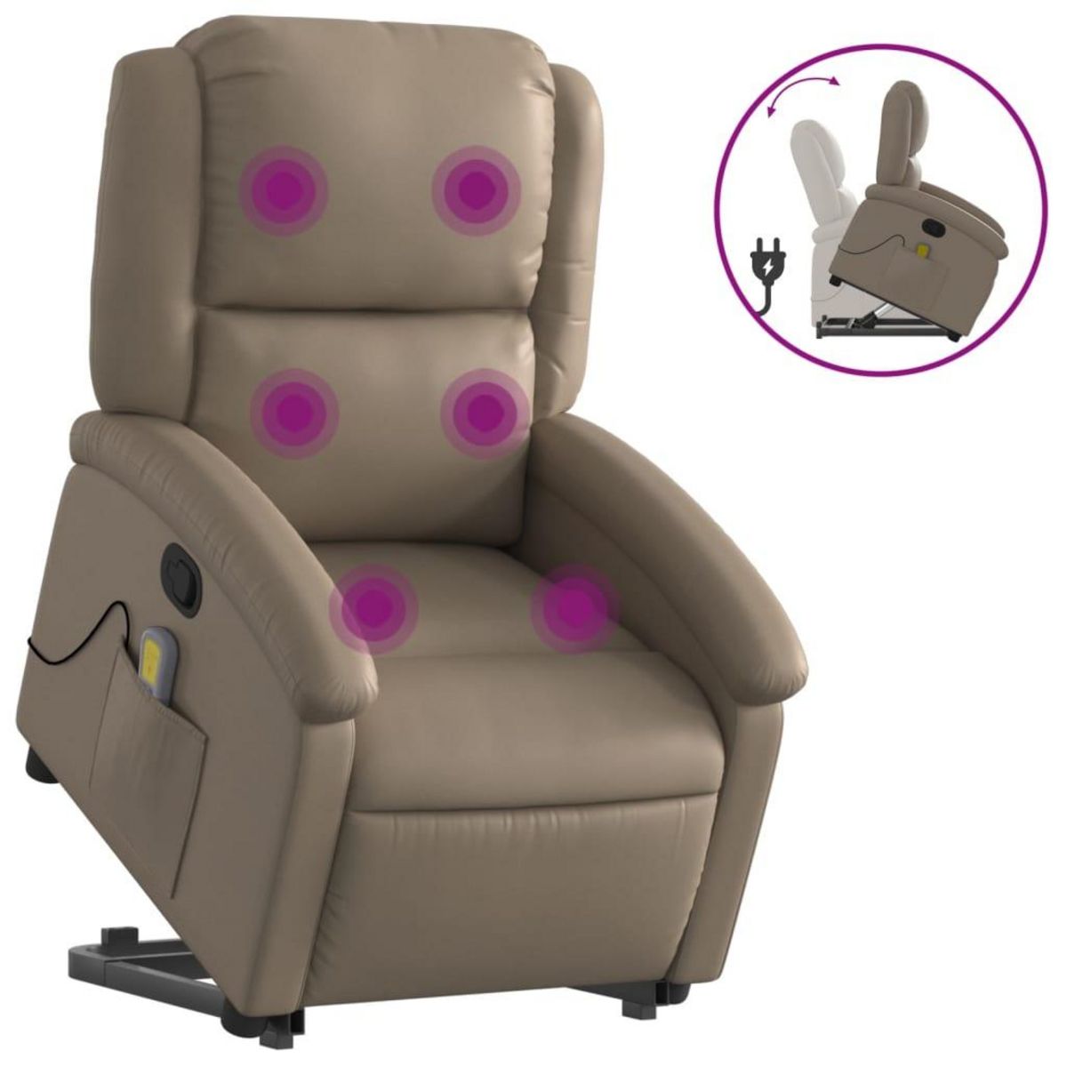 VIDAXL Fauteuil inclinable de massage Cappuccino Similicuir