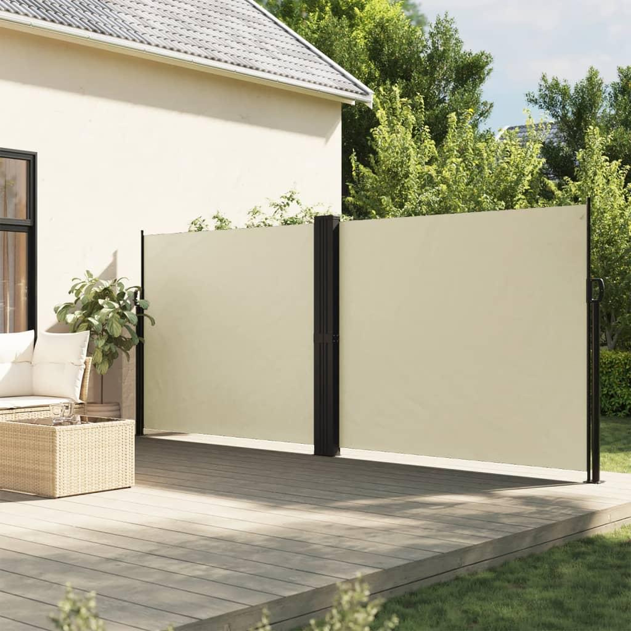 VIDAXL Auvent lateral retractable creme 180x1200 cm