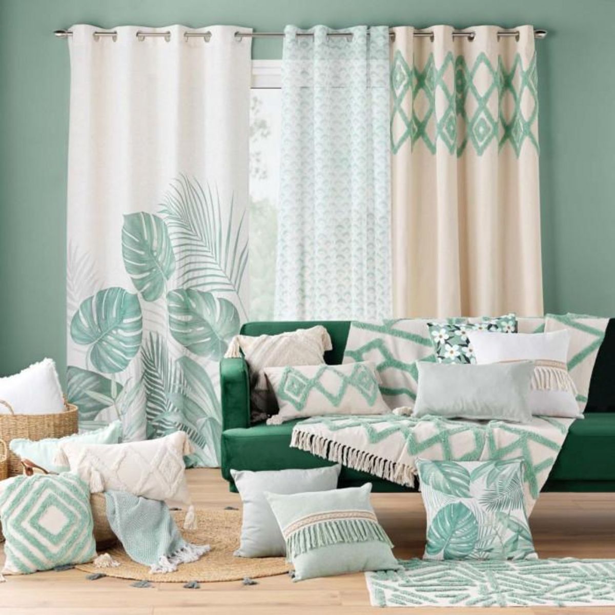 Paris Prix Coussin Déco Tufté  Athena  30x50cm Sauge