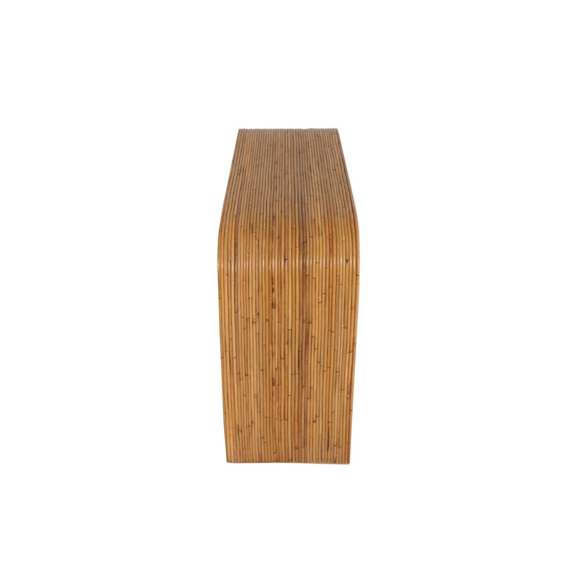 SWEEEK Console en rotin naturel. 110cm. bords arrondis. L 110 x P 35 x H 75cm