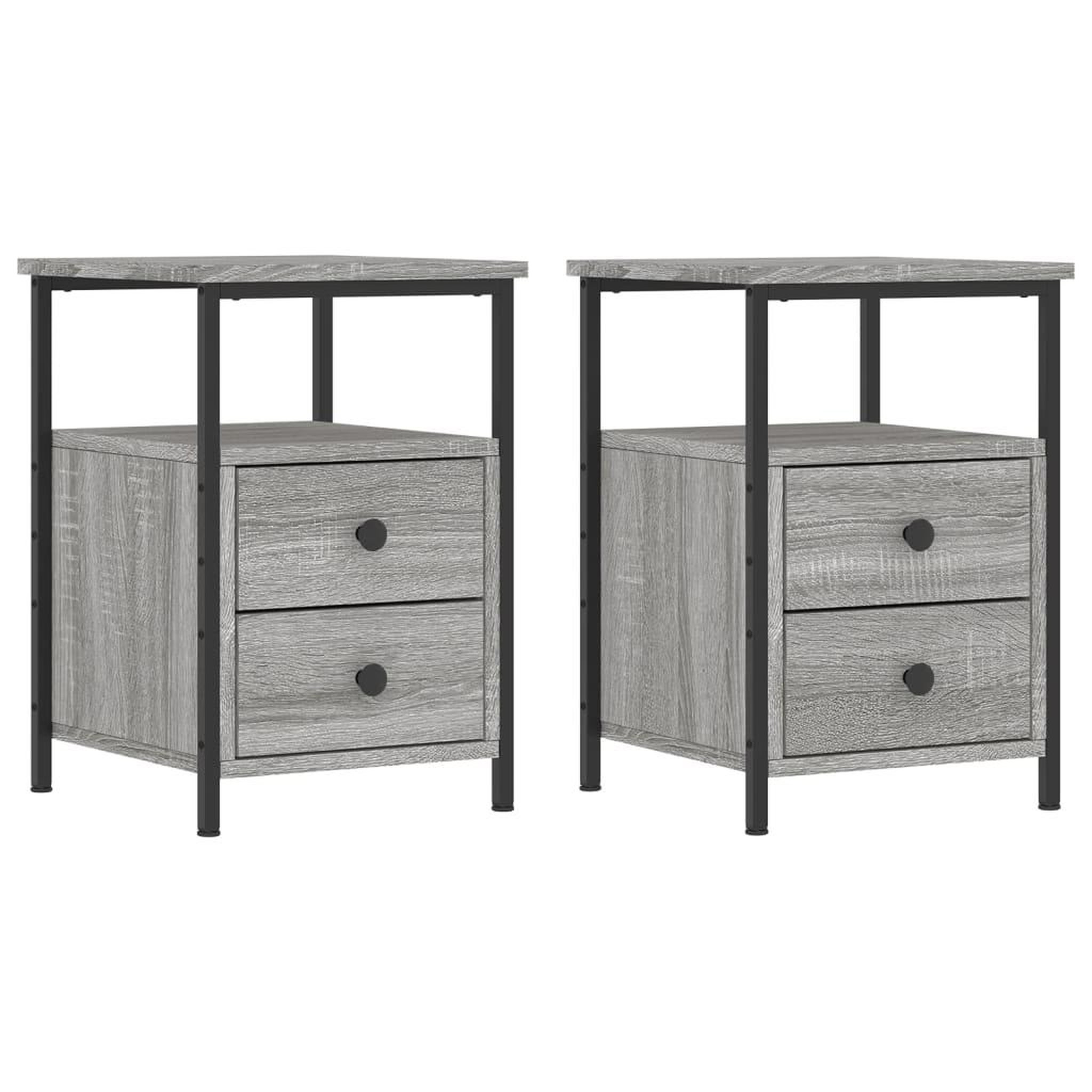 Voir la diapositive 2 : VIDAXL Tables de chevet 2 pcs sonoma gris 34x35,5x50cm bois ingenierie