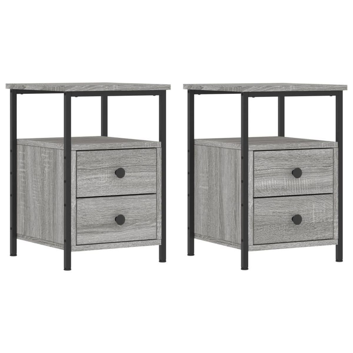 VIDAXL Tables de chevet 2 pcs sonoma gris 34x35,5x50cm bois ingenierie