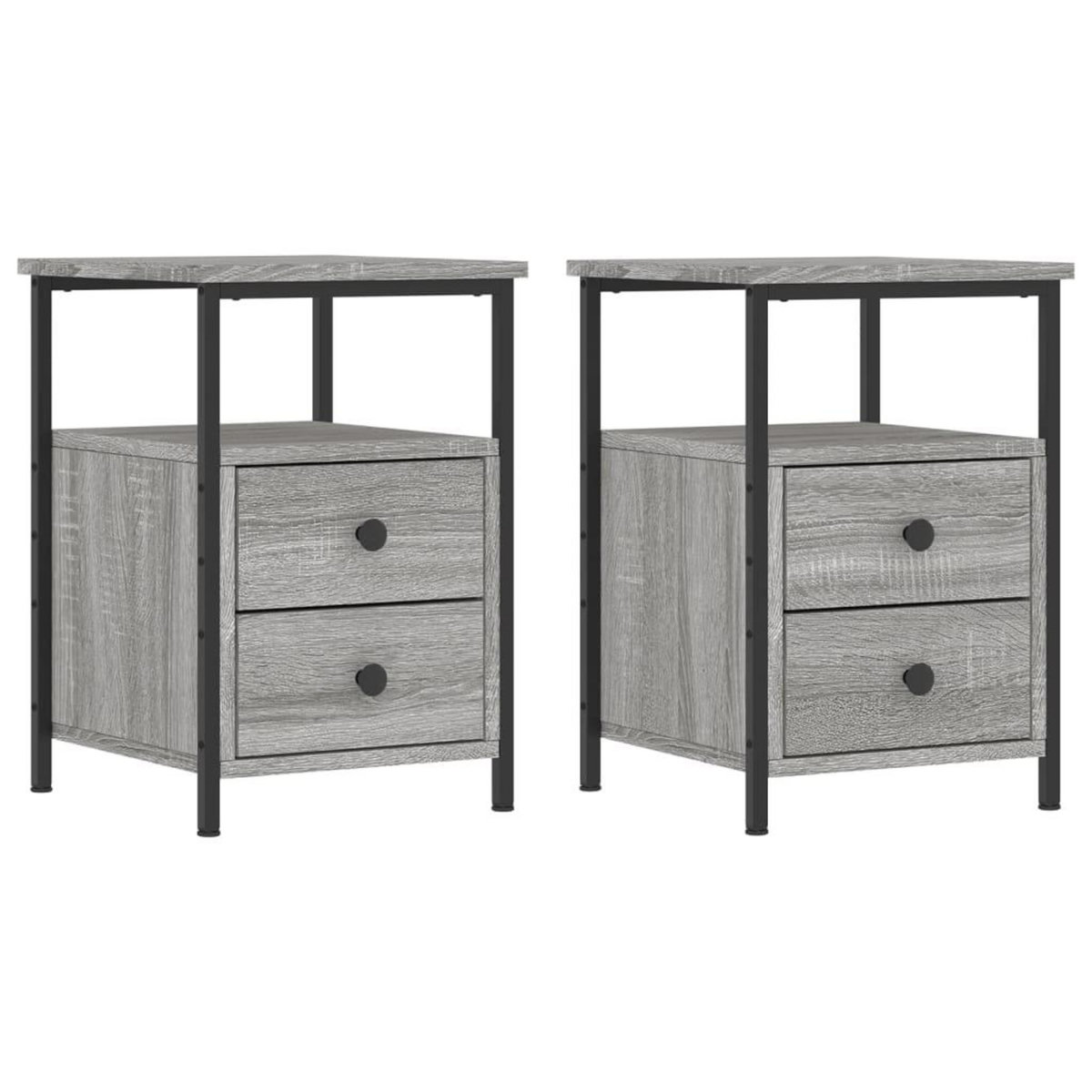 VIDAXL Tables de chevet 2 pcs sonoma gris 34x35,5x50cm bois ingenierie