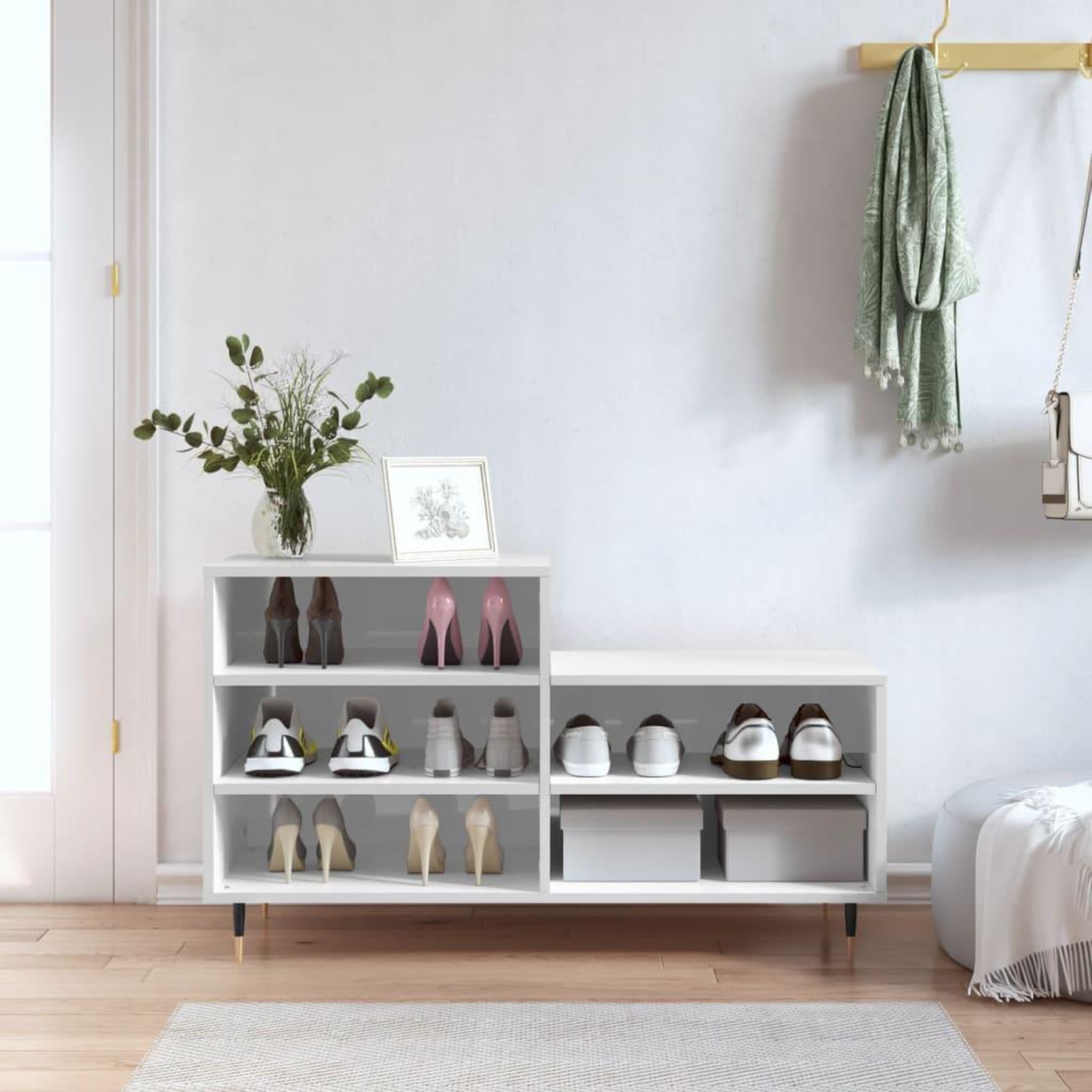 VIDAXL Armoire a chaussure Blanc brillant 102x36x60 cm Bois ingenierie