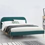 CONCEPT USINE Cadre de lit en velours vert & pieds laiton 140x190 cm PHOENIX