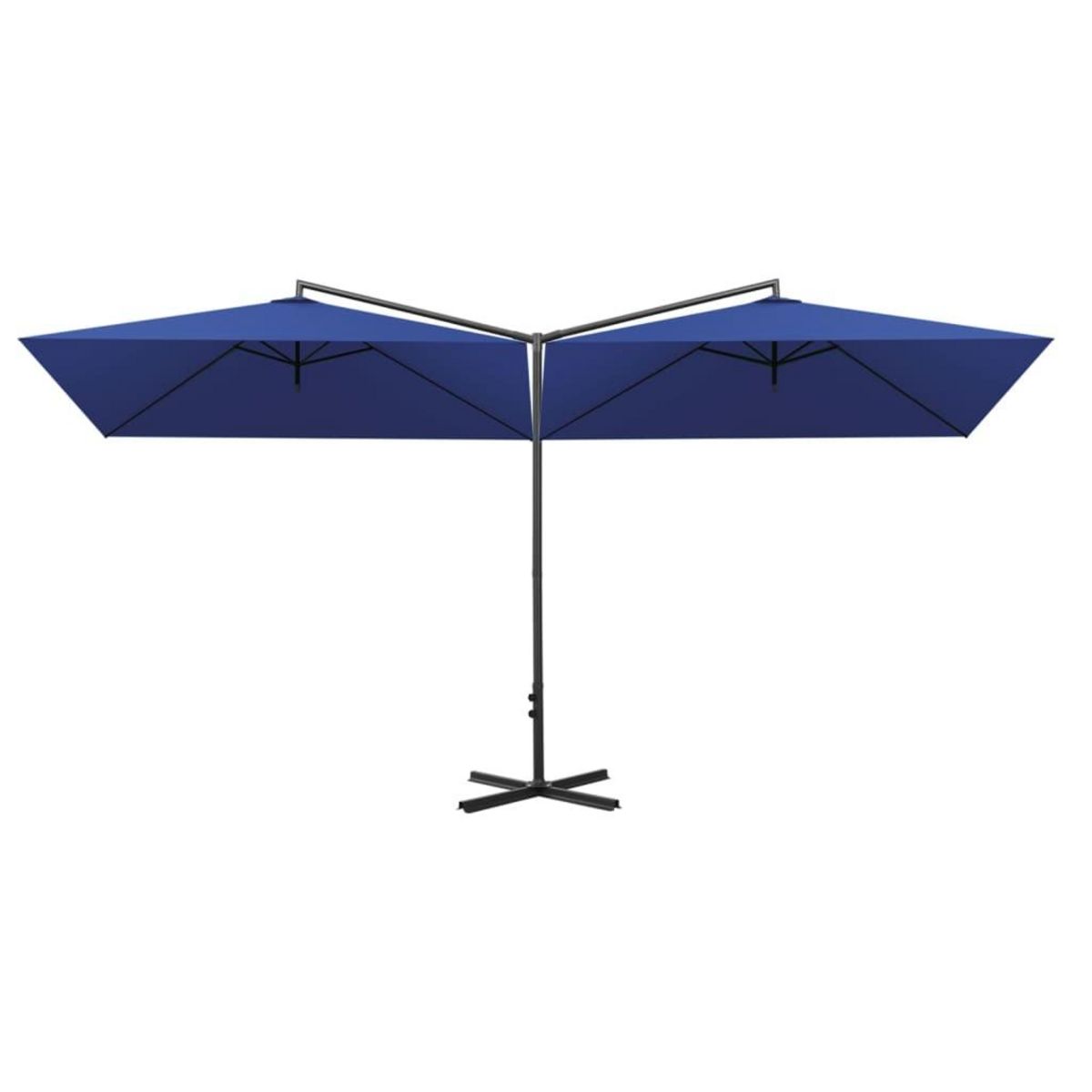VIDAXL Parasol de jardin double avec mat en acier bleu azure 600x300cm