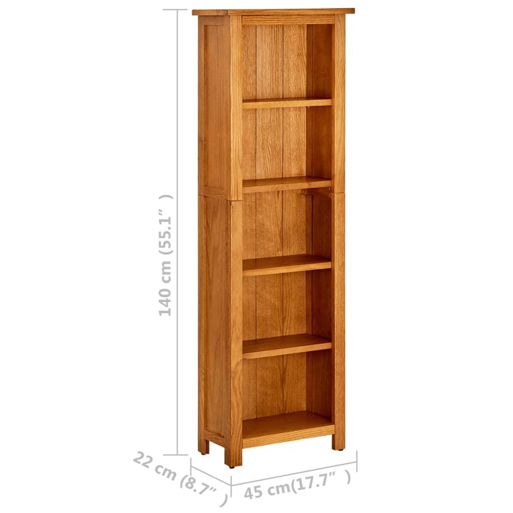 Voir la diapositive 6 : VIDAXL Bibliotheque a 5 etageres 45x22x140 cm Bois de chene massif
